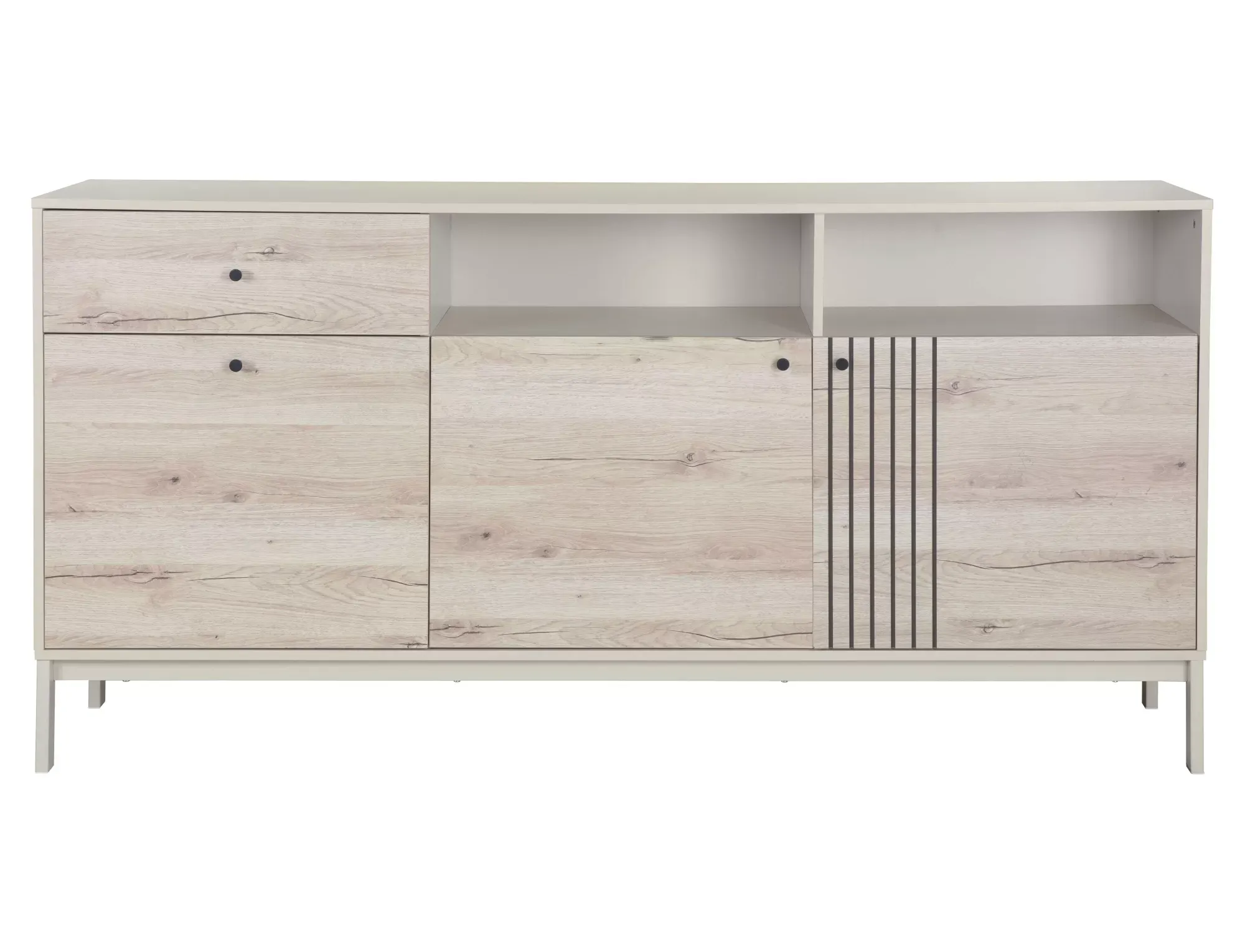 Komoda FROST K1 z szufladą i półkami 180 cm dąb alpejski/złamana biel - FROSTK1