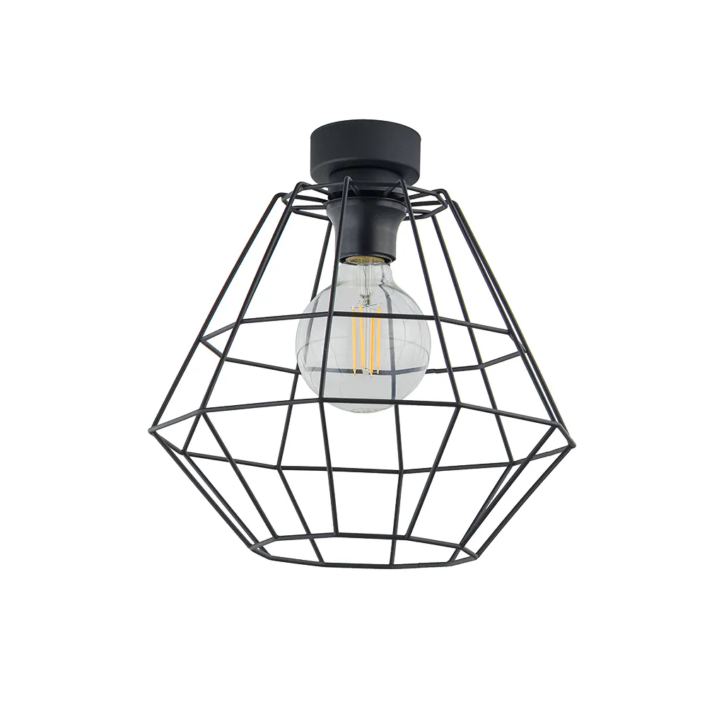 Lampa sufitowa DIAMOND metalowa czarna ażurowa 30x31cm