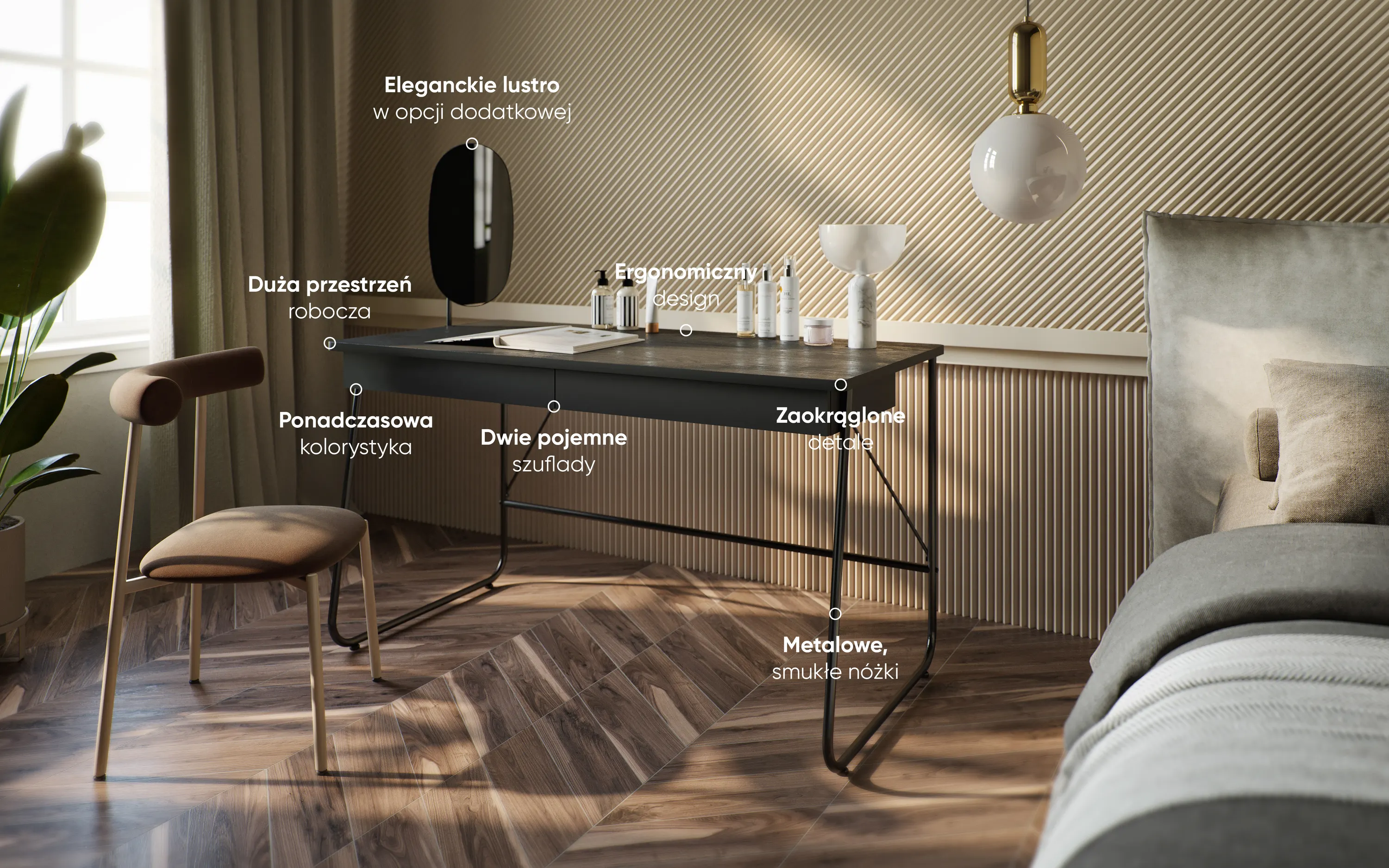 Biurko z 2 szufladami MATCH MB-01 czarny - MB1K