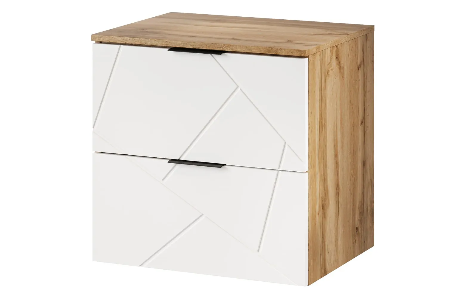 Szafka wisząca pod umywalkę MAZI 58x60 dąb Wotan/biały mat Szuflada, Meble, Szafka, Skrzynka pocztowa