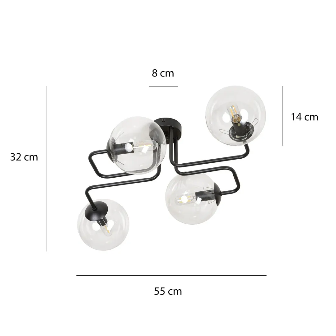 Lampa sufitowa BRENDI 4 czarny transparentny — zdjęcie 8