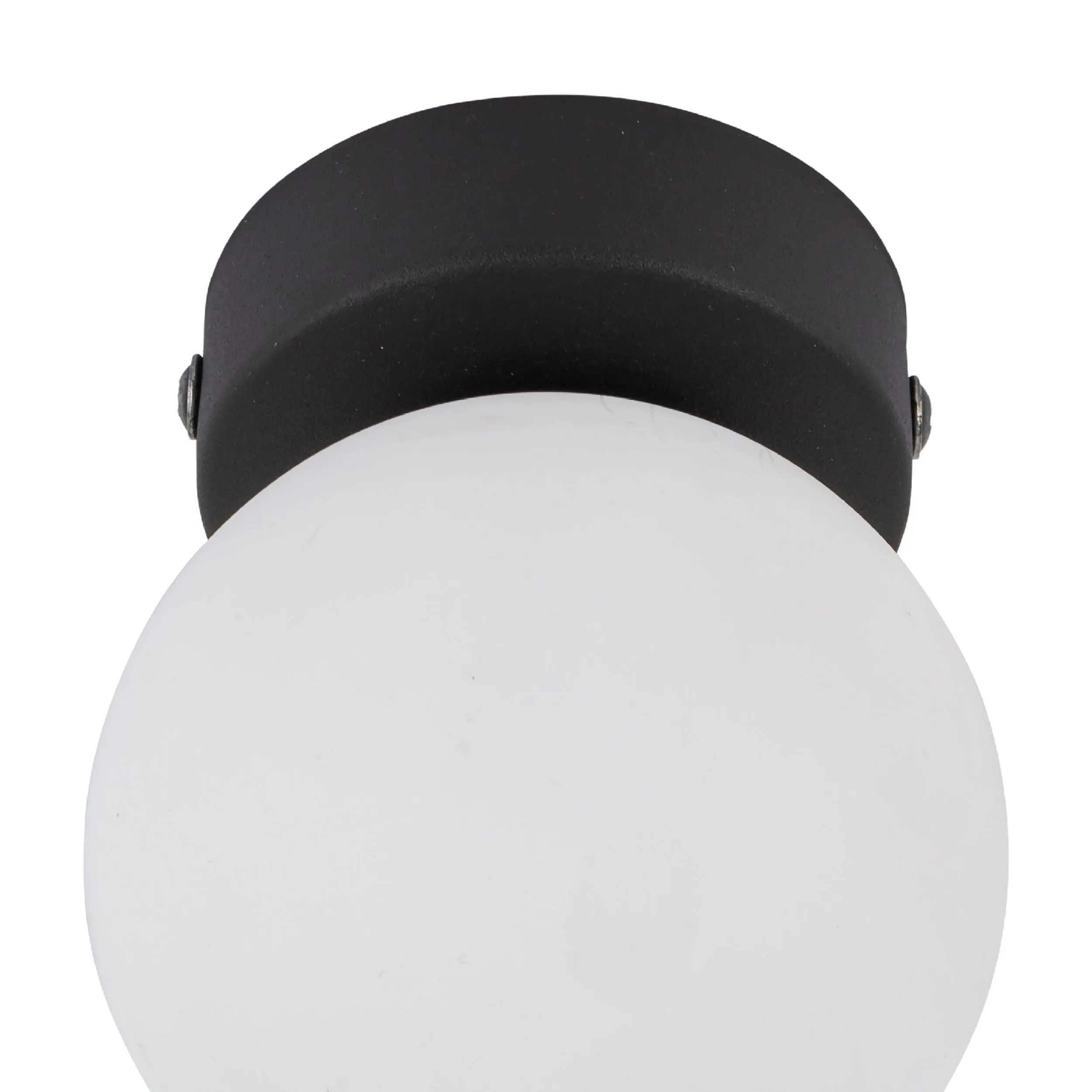 Lampa sufitowa MINI czarna z białym okrągłym szklanym kloszem 13x10cm - TK_5613