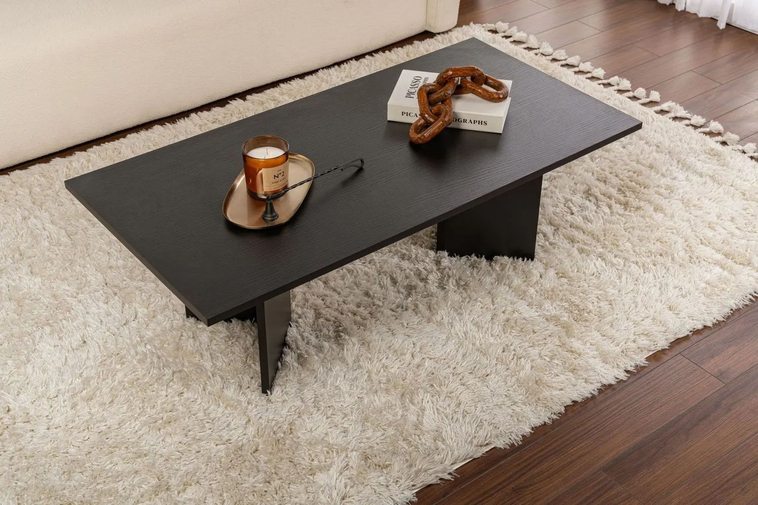 Stolik kawowy SABIN 60x119 cm czarny efekt drewna