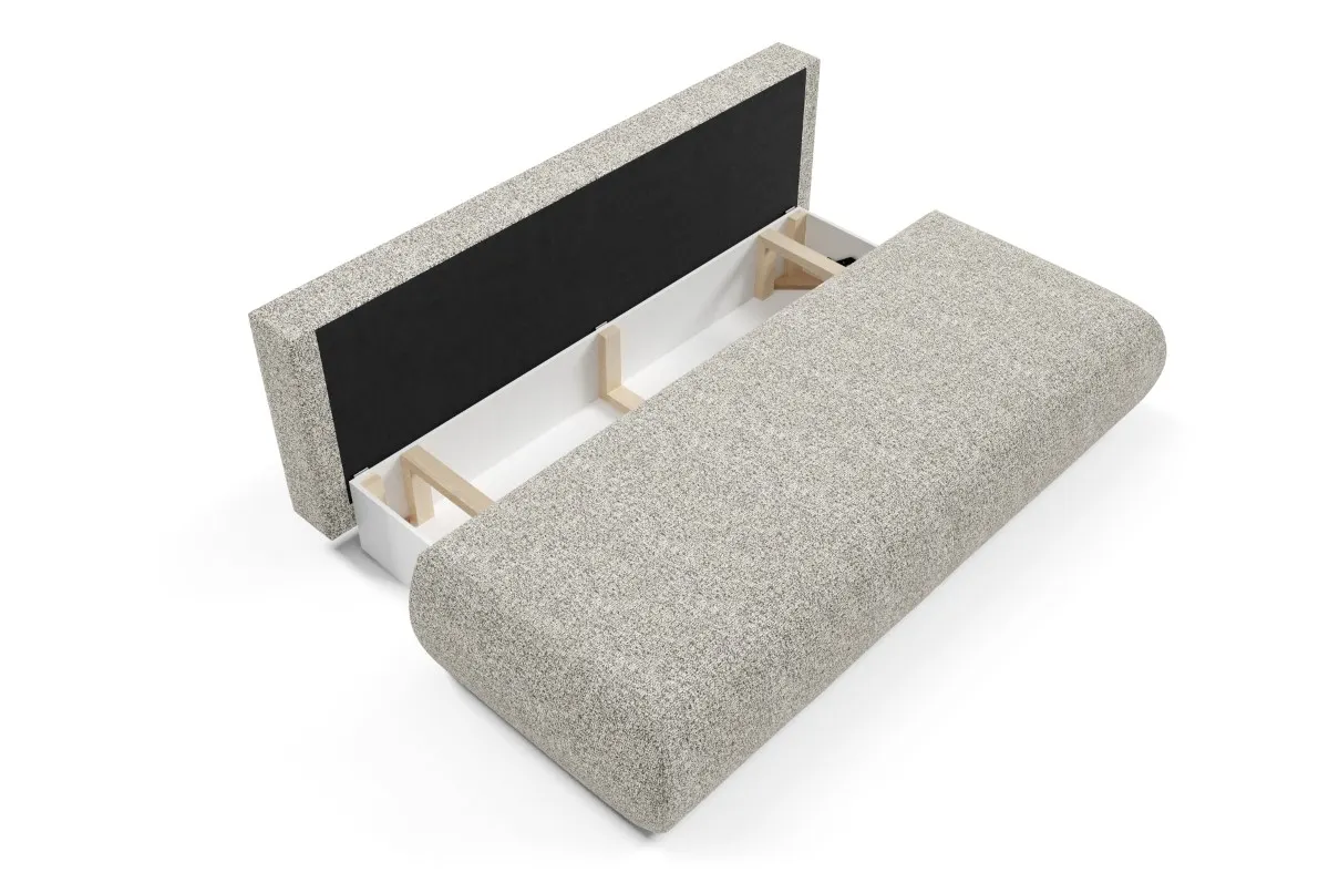 Sofa rozkładana z pojemnikiem PUENTE 214 cm szara