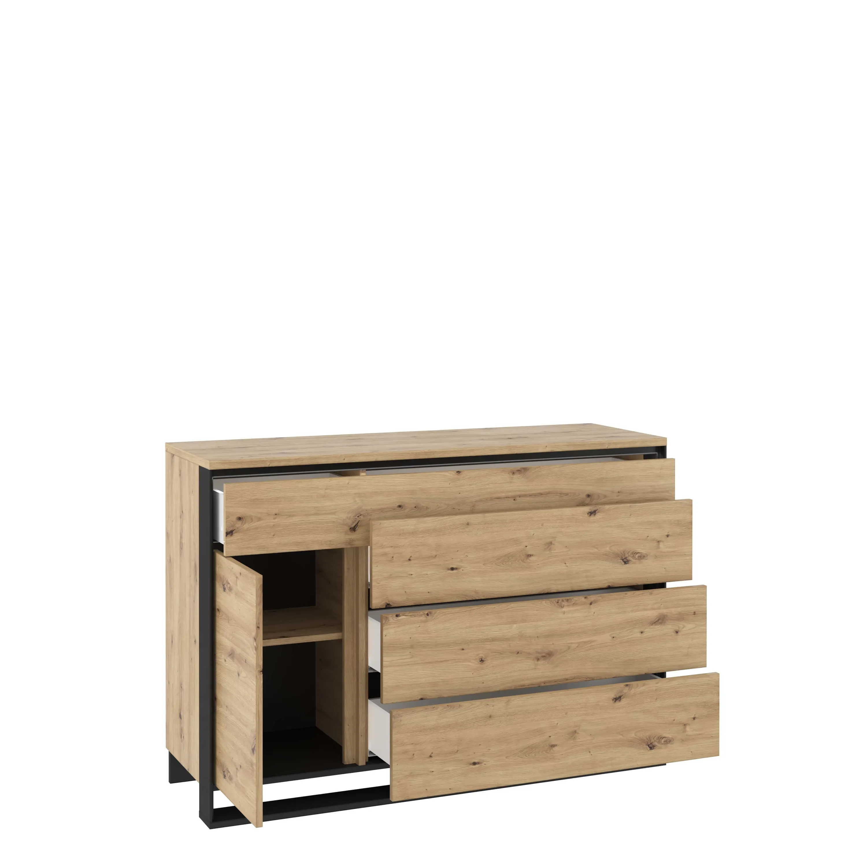 Komoda z szufladami LED Quant QA-08 dąb artisan/czarna - QA8DAC