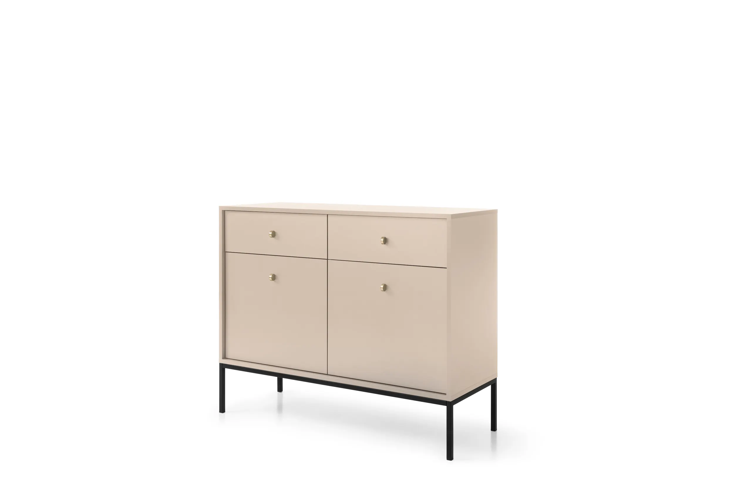 Komoda 2-drzwiowa z 2 szufladami MONO Piaskowy, Czarny