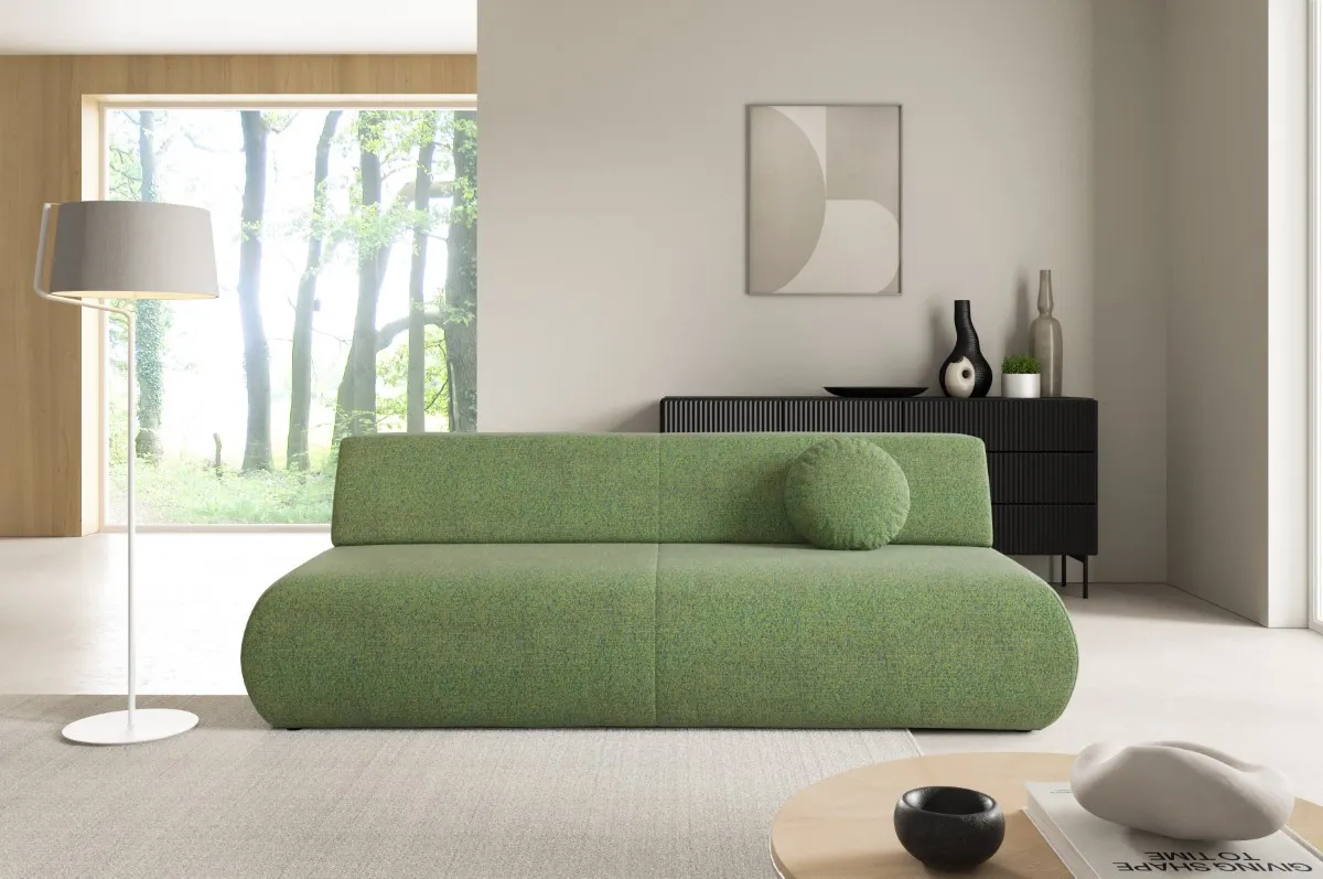 Sofa rozkładana z pojemnikiem PUENTE 214 cm zielona — zdjęcie 9