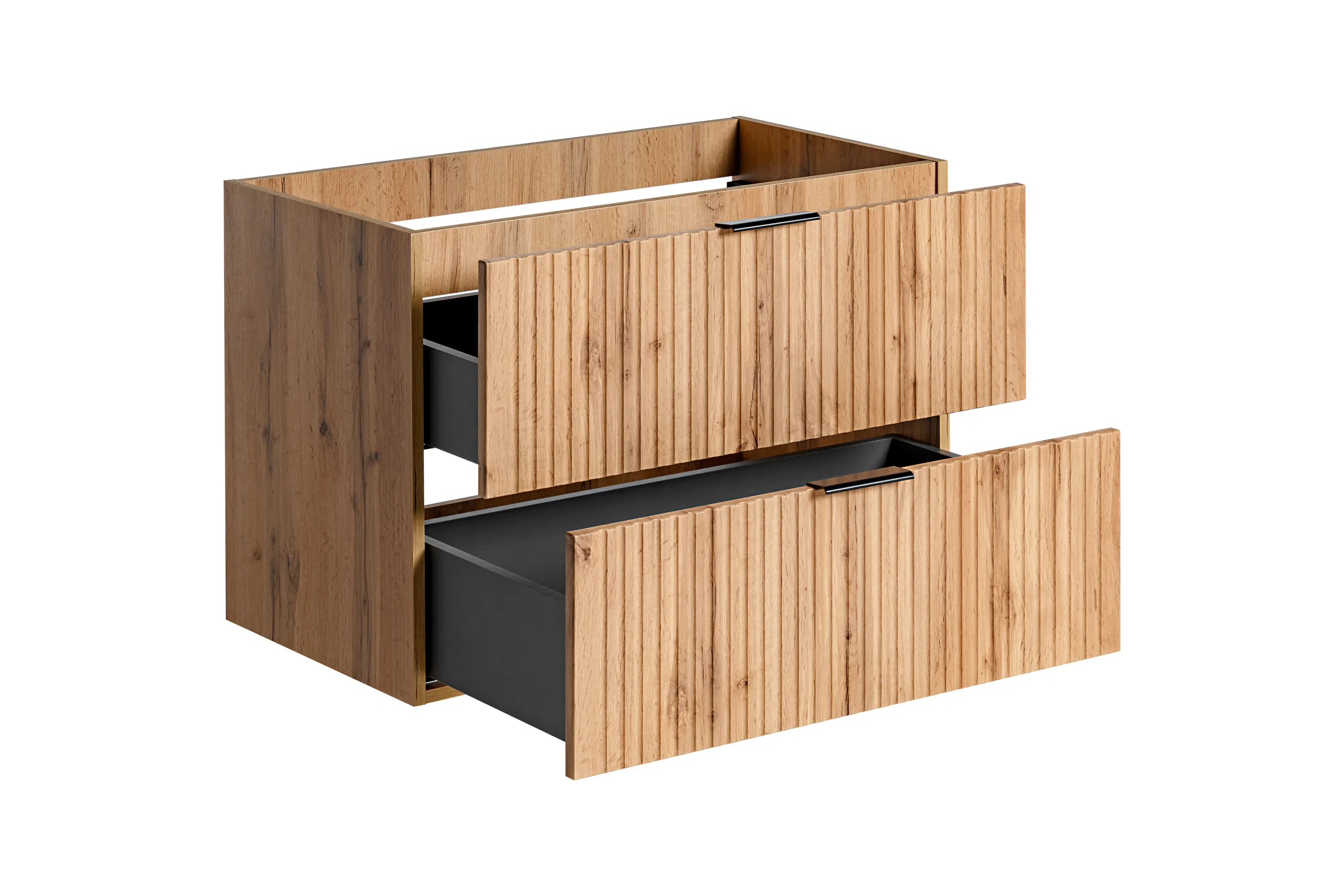 Szafka podumywalkowa ADEL ryflowana z szufladami 80x57x46cm dąb wotan - ADEL_OAK_82-80-B-2S
