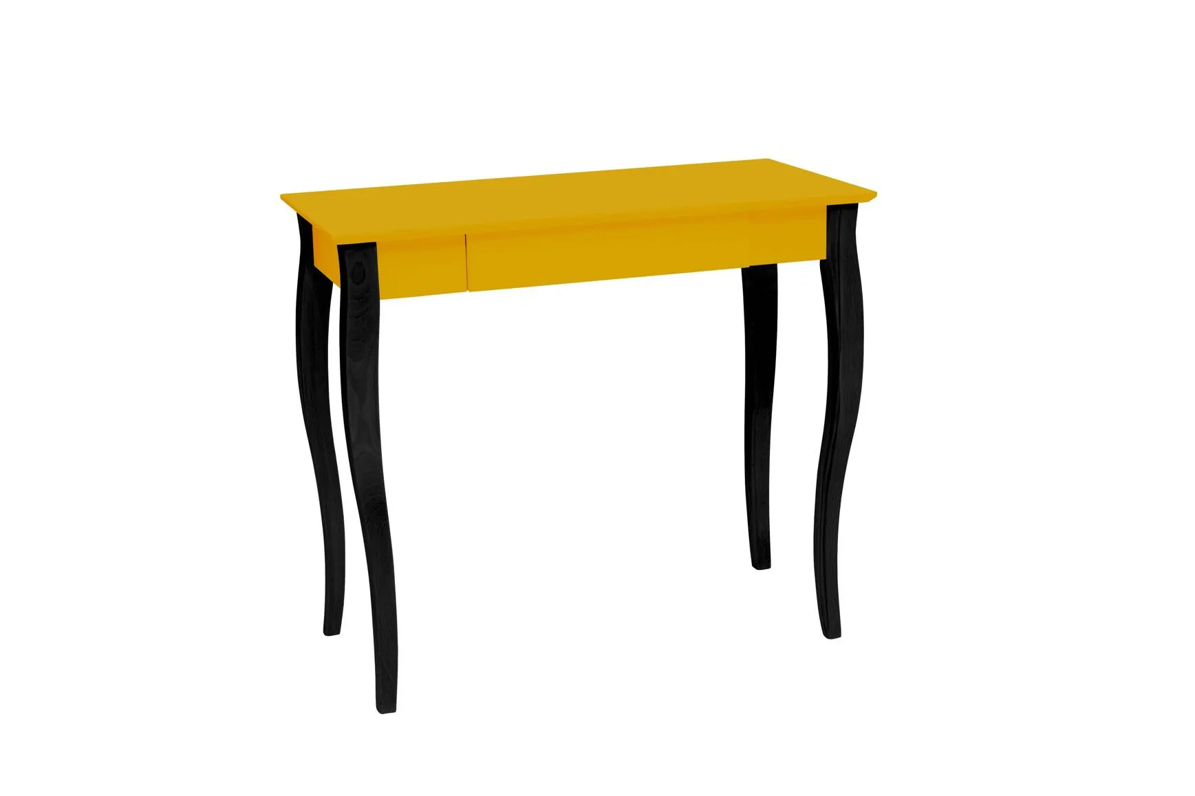 Biurko z szufladą LILLO 85x40 żółty blat/czarne drewniane nogi