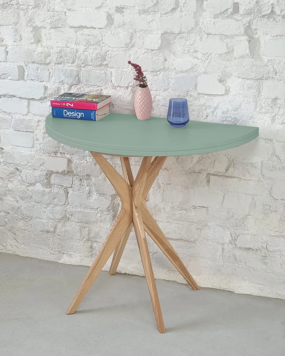 Stół półokrągły rozkładany JUBI śr. 90cm szałwiowy - NRAGABATJ_E17