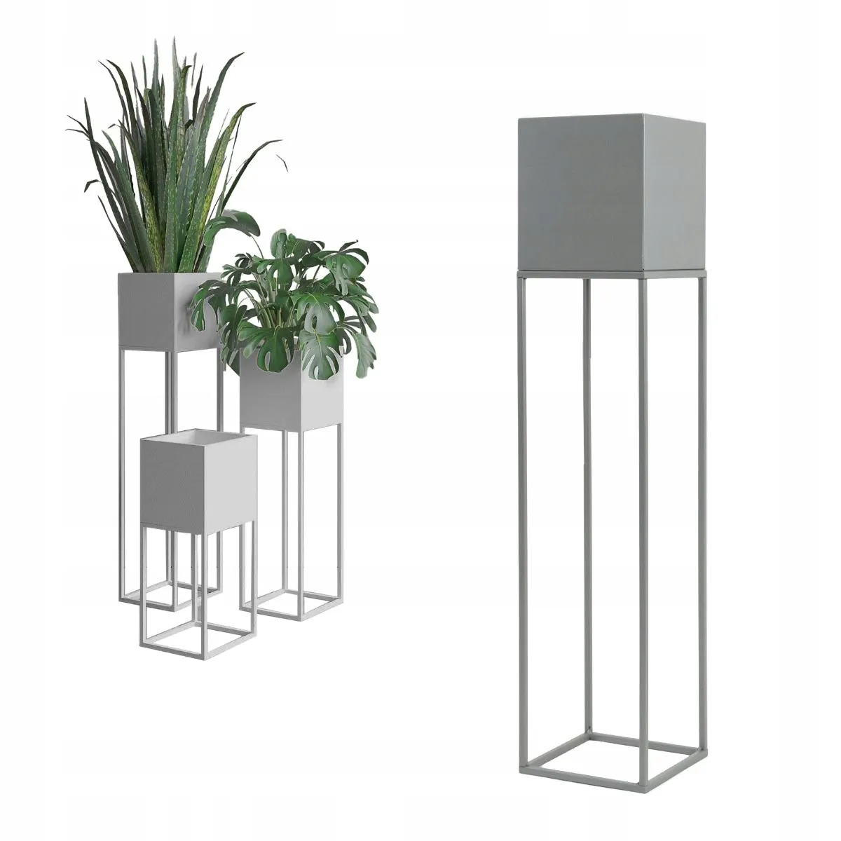 DONICZKA-osłonka na donice metalowa LORIENT L srebrna - LD_TZ000075