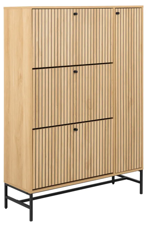 Szafka na buty 1-drzwiowa z 3 klapami ALBANY 2 efekt drewna 140x99x35 Szafka na buty 1-drzwiowa z 3 klapami ALBANY 2 efekt drewna 140x99x35