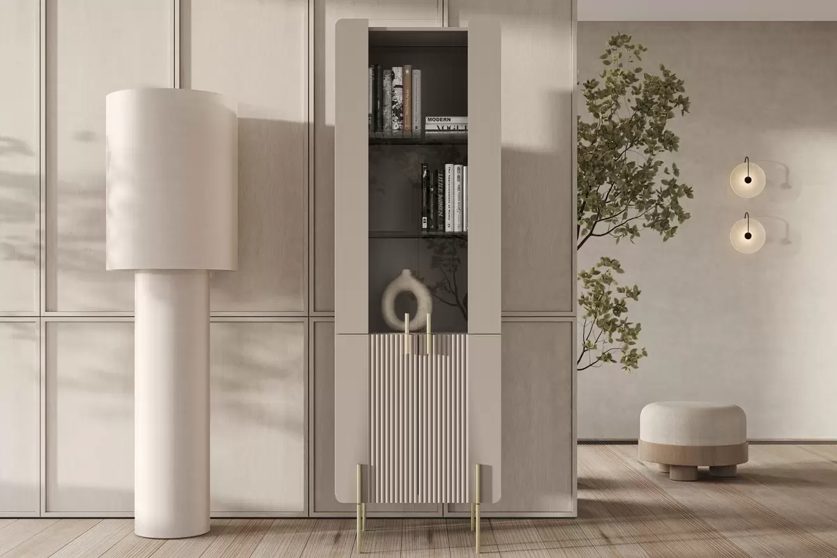 Witryna 4-drzwiowa MALMI 60cm - kaszmirowa - złote nogi - B_162308