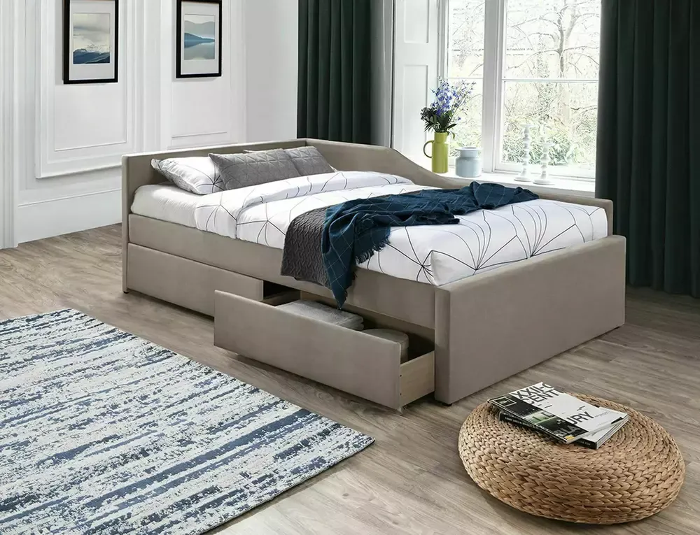 Łóżko z szufladami ELIOT VELVET 120X200 TAP. 228 ciemny beż Signal — zdjęcie 3