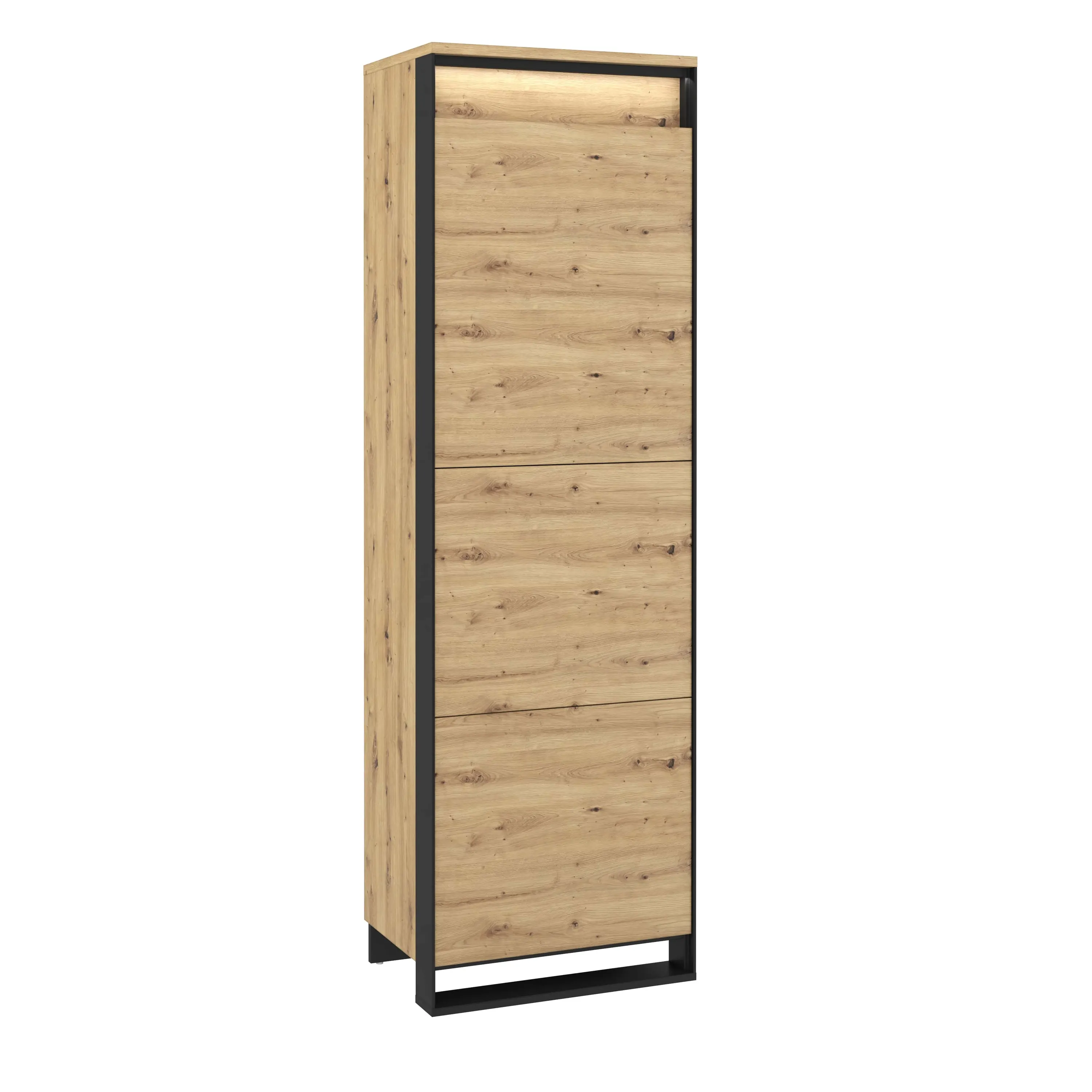 Szafa 1-drzwiowa LED 60cm Quant QA-02 dąb artisan/czarna