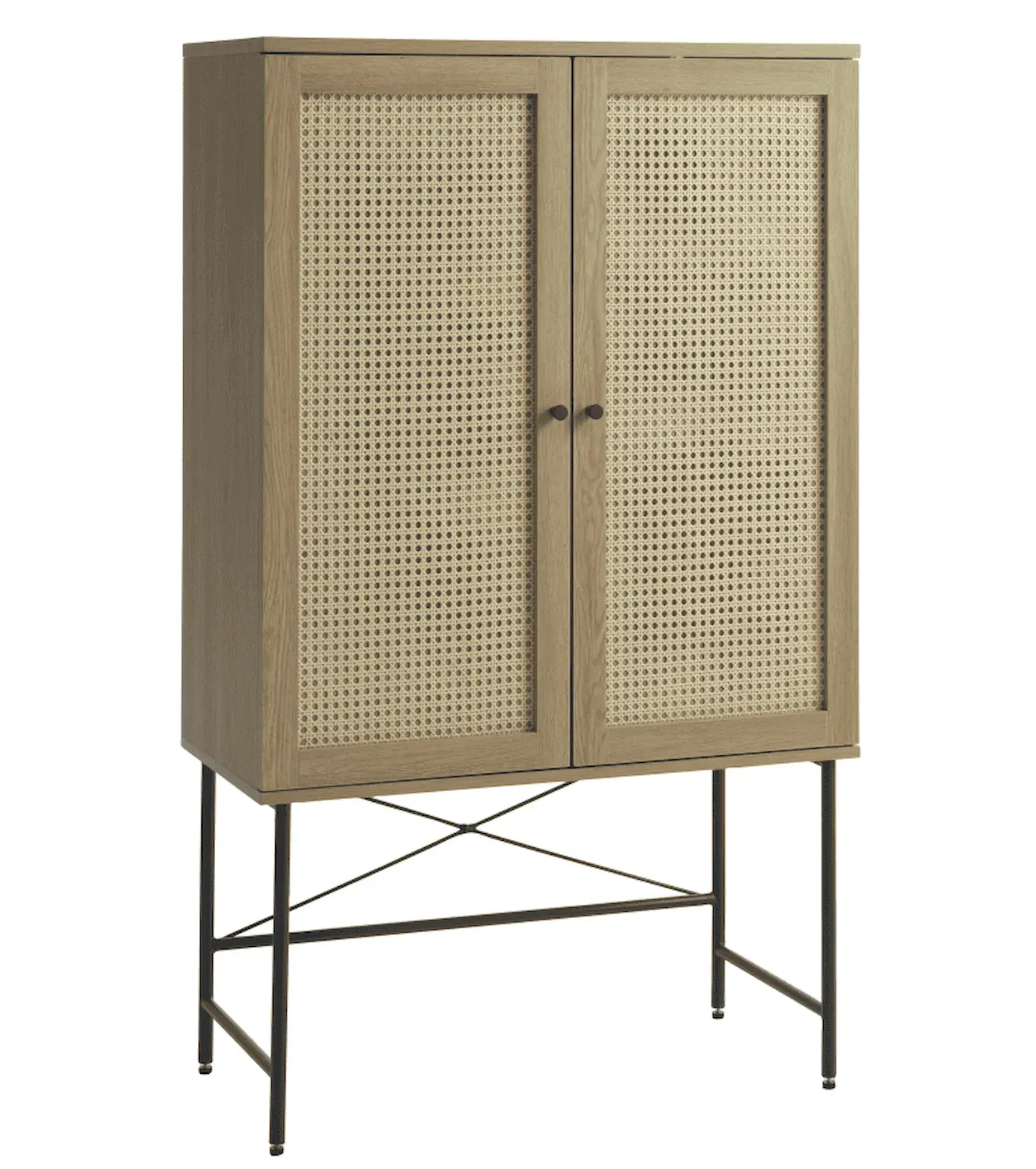 Komoda wysoka PENSACOLA 2-drzwiowa - efekt dębu, naturalny Komoda wysoka PENSACOLA 2-drzwiowa - efekt dębu, naturalny