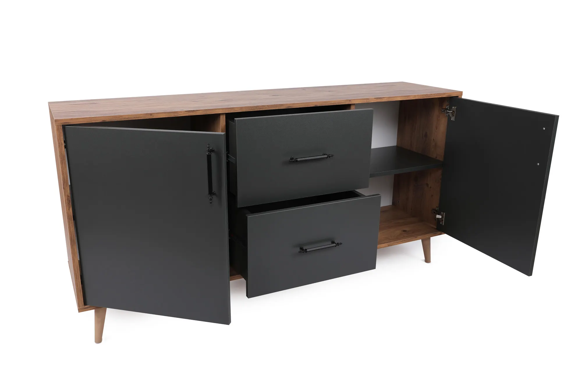 Komoda 2-drzwiowa z 2 szufladami CORDOBA orzech antracyt - ASI_854KLN3907