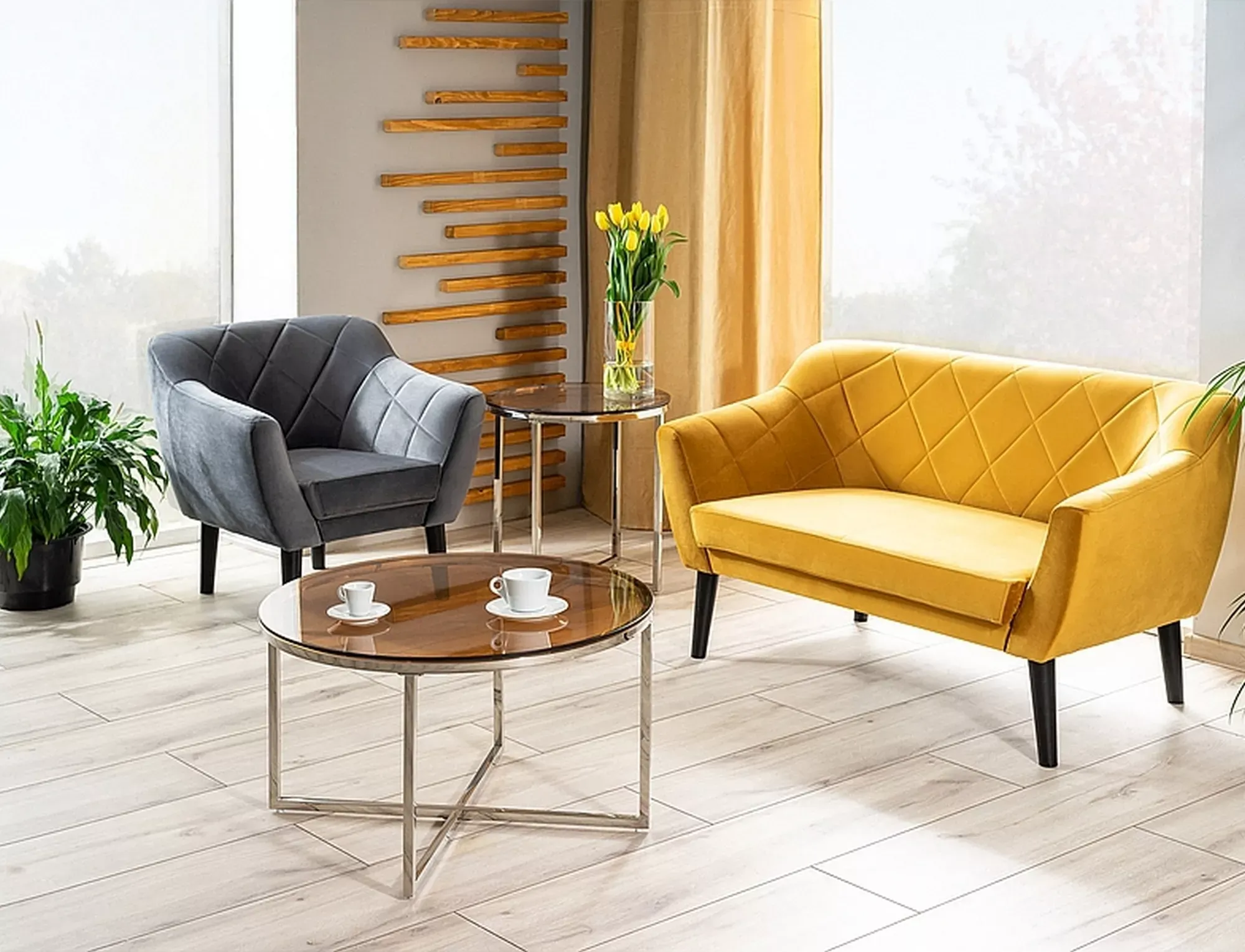Sofa 2-osobowa KARO 2 VELVET Bluvel 68 curry wenge Signal