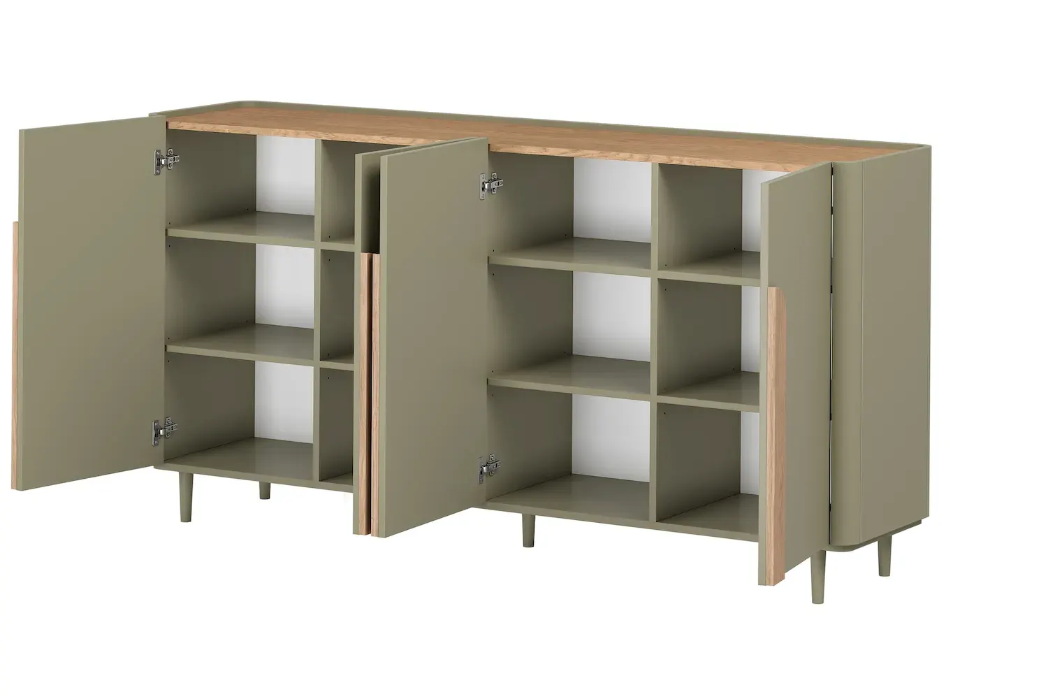 Komoda 4-drzwiowa AMILIO 200 - eukaliptus dąb baltic dune uchwyty dąb naturalny nogi eukaliptus - B_169227