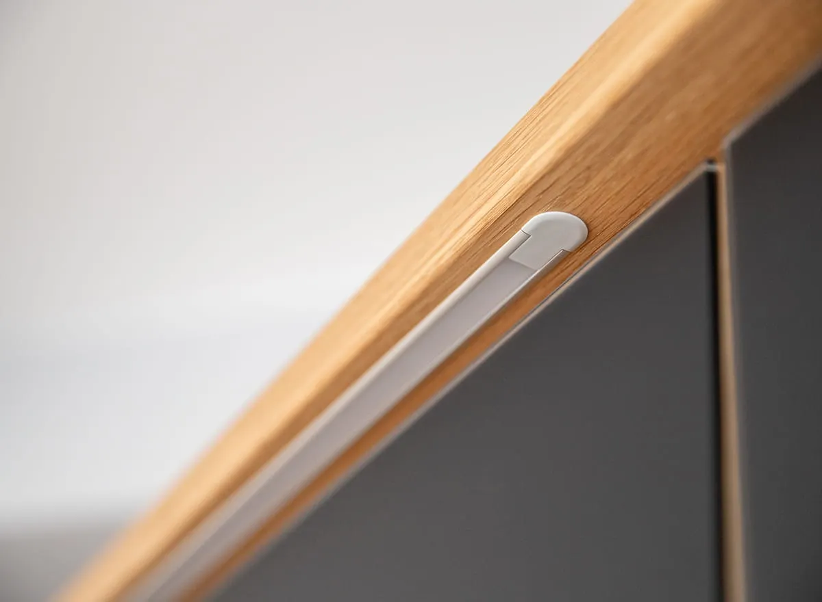 Szafa modułowa 4-drzwiowa ( podwójne drzwi szklane ) RAVELLO Dąb Olejowany, Czarny - ZIRAV04D02SZ