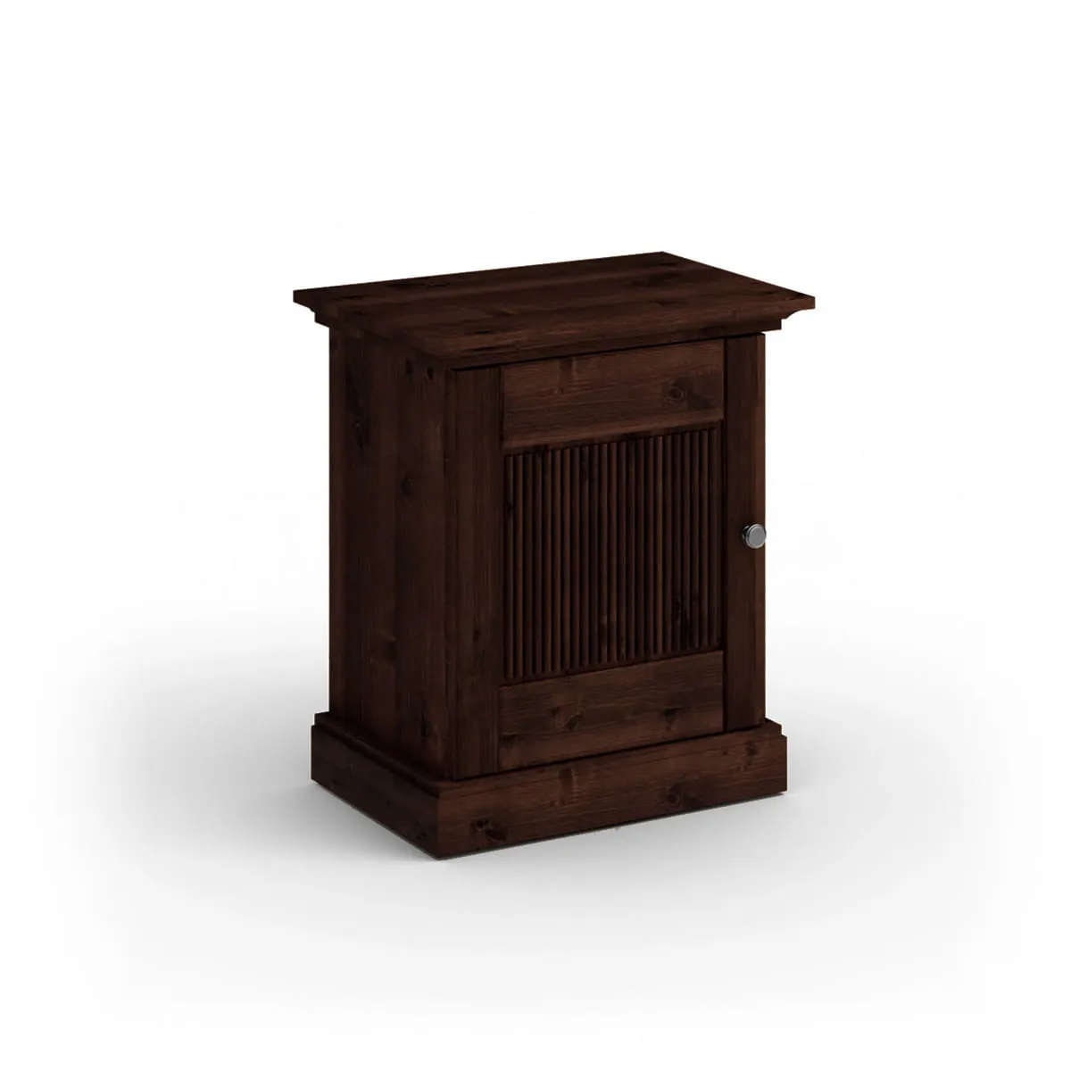 Szafka nocna drewniana ROSELLA lewostronna 36x54x61 sosna ciemny brąz Pudełko, Gabinet, Meble, Skrzynia, Skrzynka pocztowa