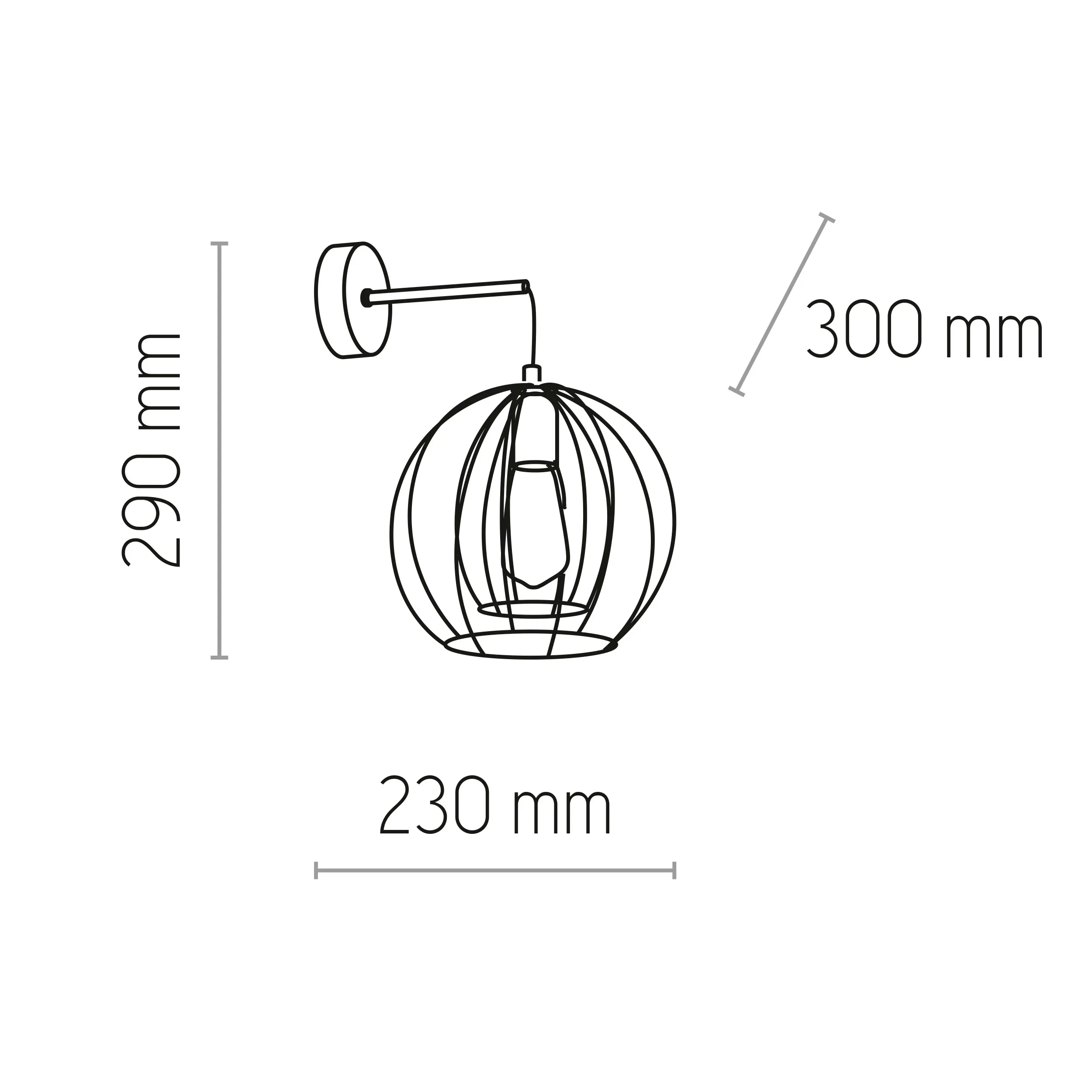 Kinkiet JAULA czarny ze złotym elementem 30x29x23cm - TK_6250
