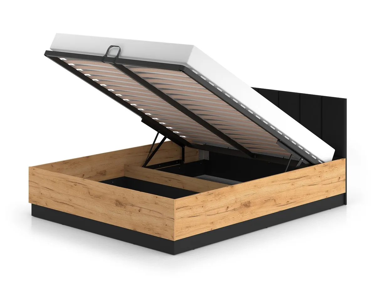 Łóżko z podnoszonym stelażem 160x200 URSO 1401 craft złoty-czarny - 1URSO1401-001