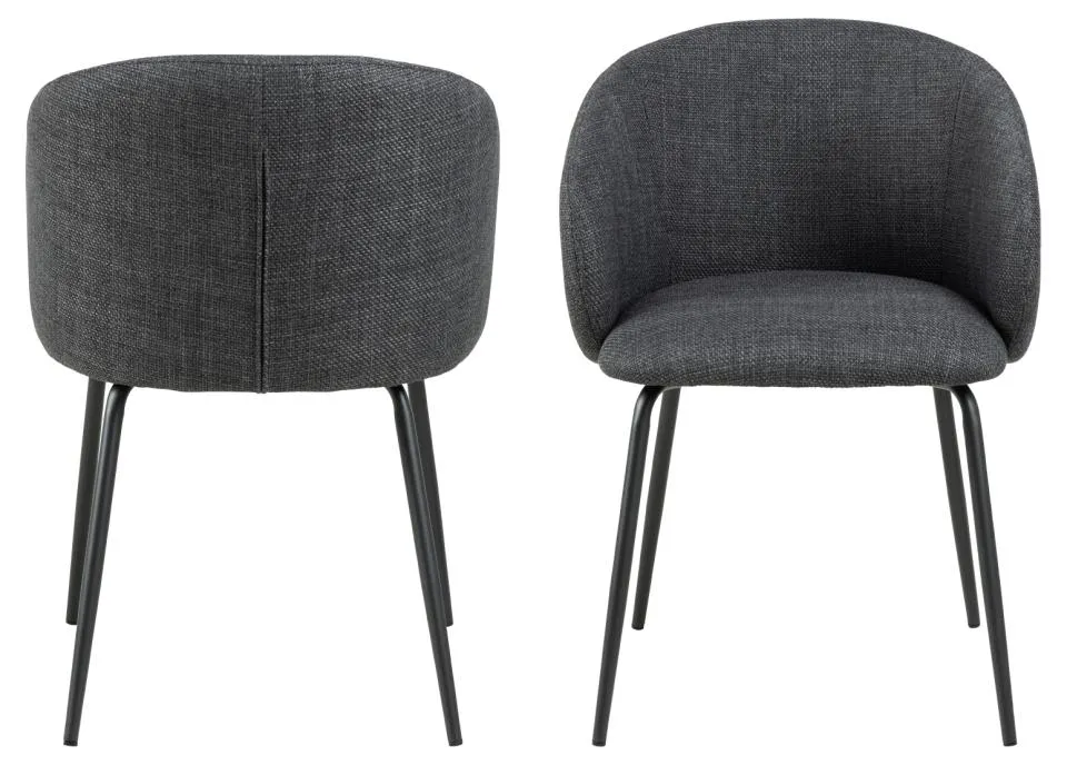 Krzesło Rolando Ciemnoszary, Czarny ( zestaw 2 sztuk ) - 0000100814