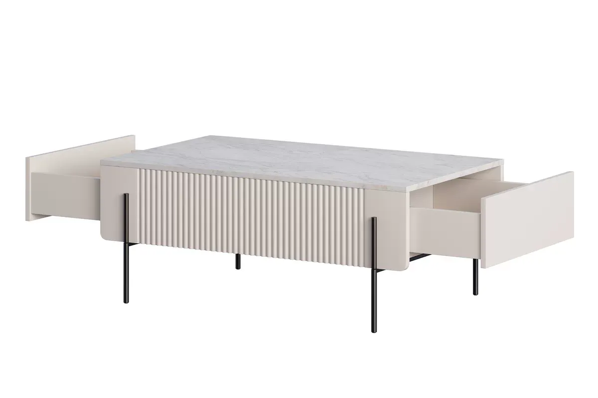 MALMI Ława 100 2SZ - cashmere / crema bianca / czarne nogi - B_162304