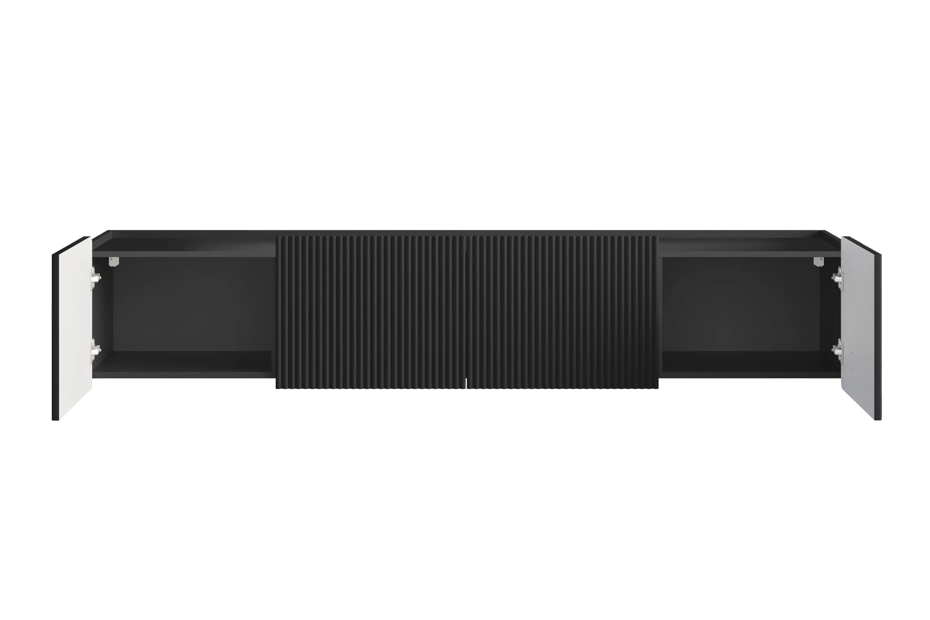 Szafka RTV wisząca MALMI 2-drzwiowa z 2 szufladami 200cm - czarna - B_166982