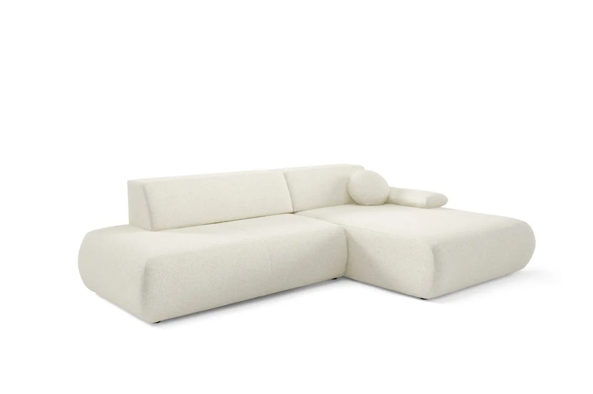 Narożnik rozkładany z pojemnikiem PUENTE 286 cm prawostronny kremowy Poduszka, Wystrój domu, Kanapa, Meble