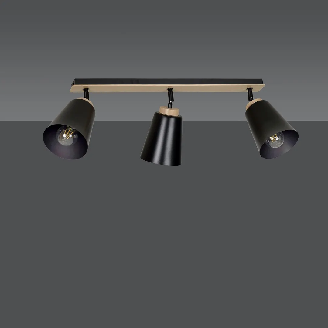 Lampa sufitowa ATLAS 3 czarny naturalny — zdjęcie 6