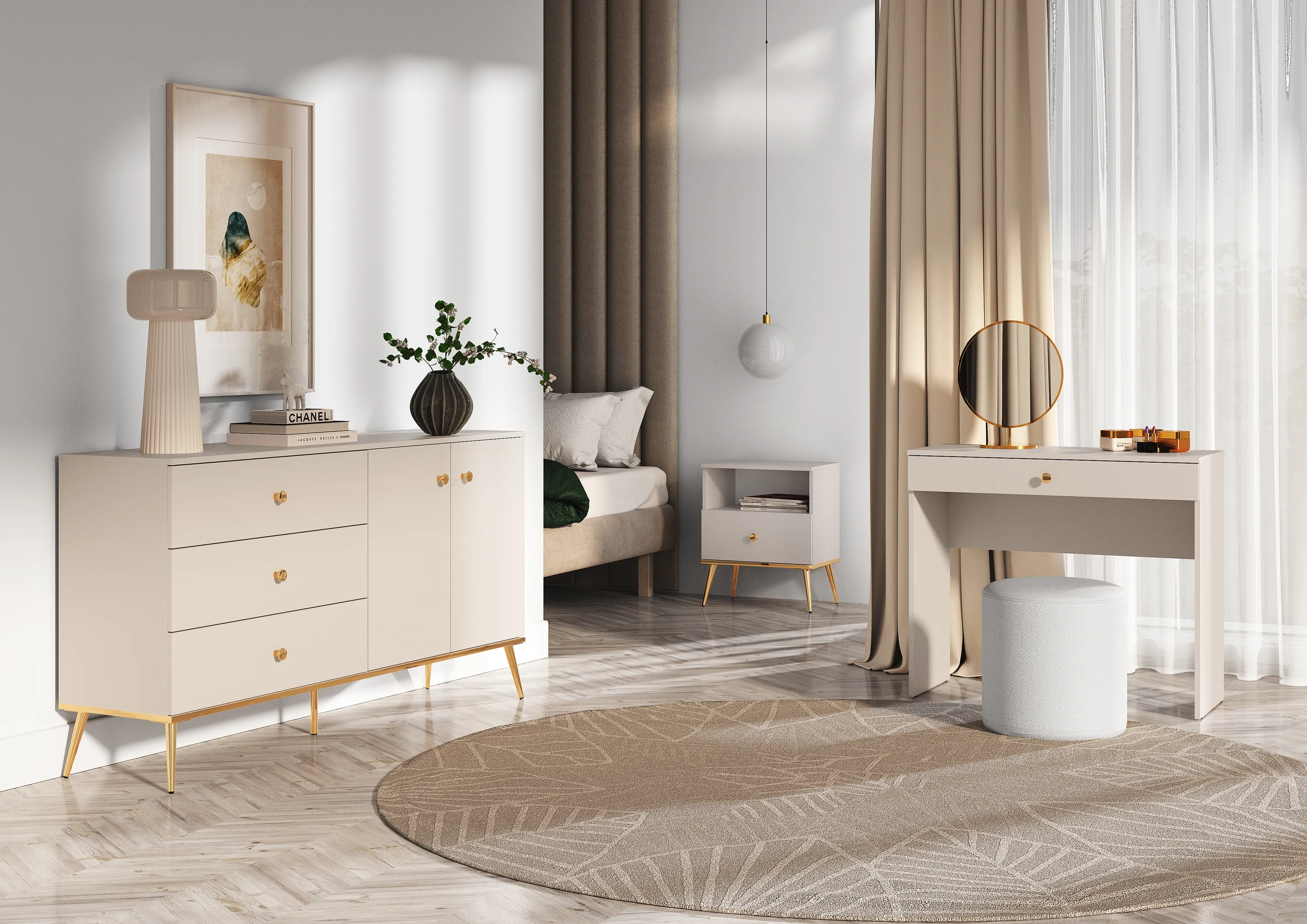 Szafka RTV 2-drzwiowa SELGIN 05 kaszmirowy, złoty - 1SELG05-001