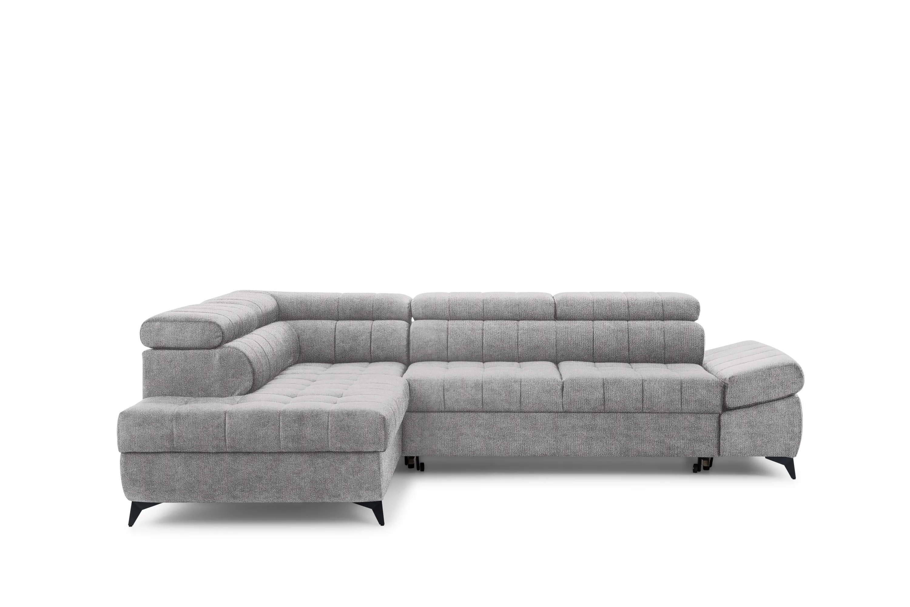 Narożnik lewostronny VALORIS L regulowane zagłówki i podłokietniki tkanina Perfect Harmony 80 jasnoszary - B_162926