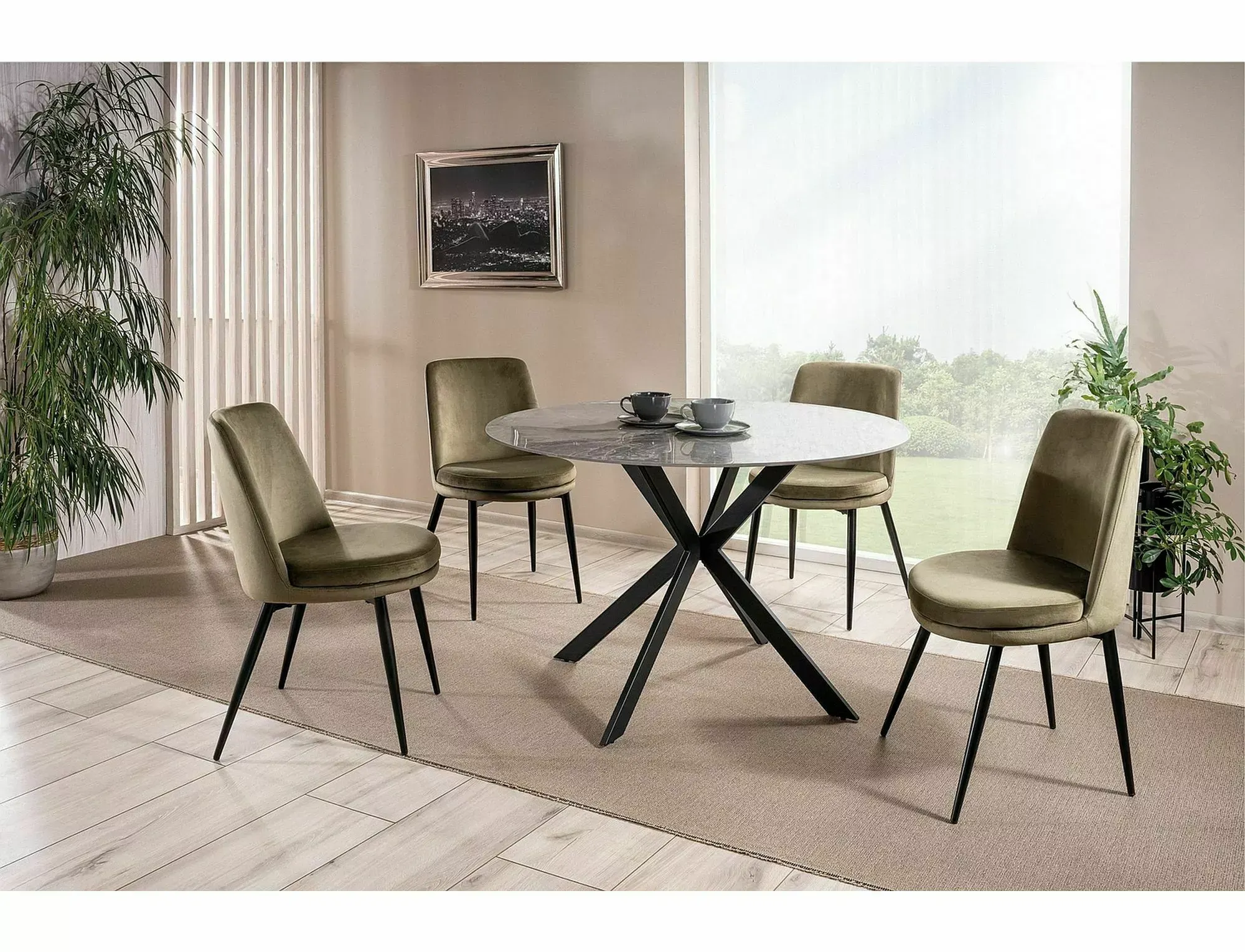 Stół okragły TALIA szary, czarny stelaż FI120 - TALIASZCFI120