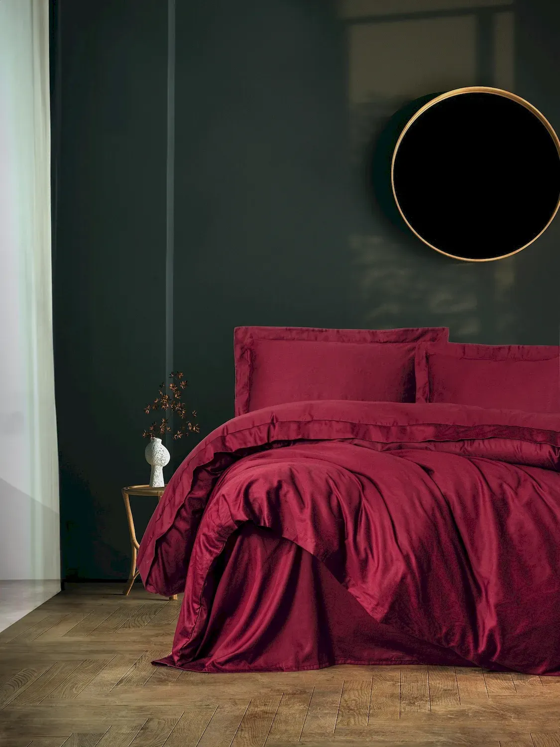 Komplet pościeli satynowej SUPER KING ELEGANT 260x220 poszewki 2szt. 60x60 bordowy - ASI_129CTN94607