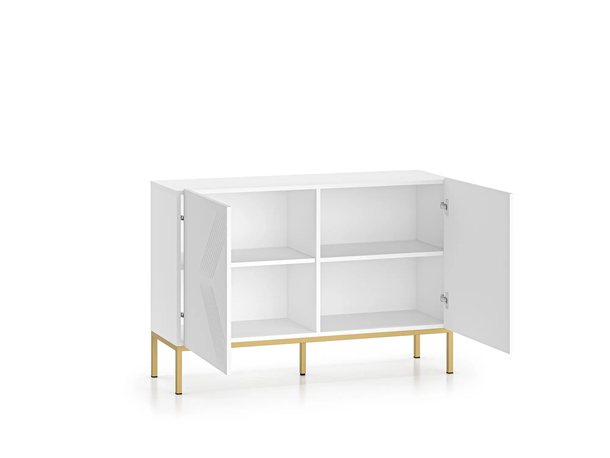 Komoda 2-drzwiowa CLEARING 03 biały alpejski, podstawa-złoty - 1CLEA03-001-03