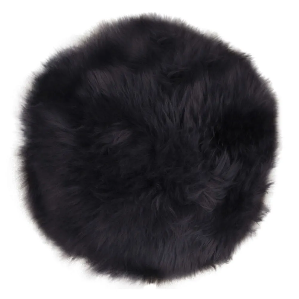 Siedzisko ze skóry jagnięcej LAMBSKIN okrągłe fi35 cm czarny