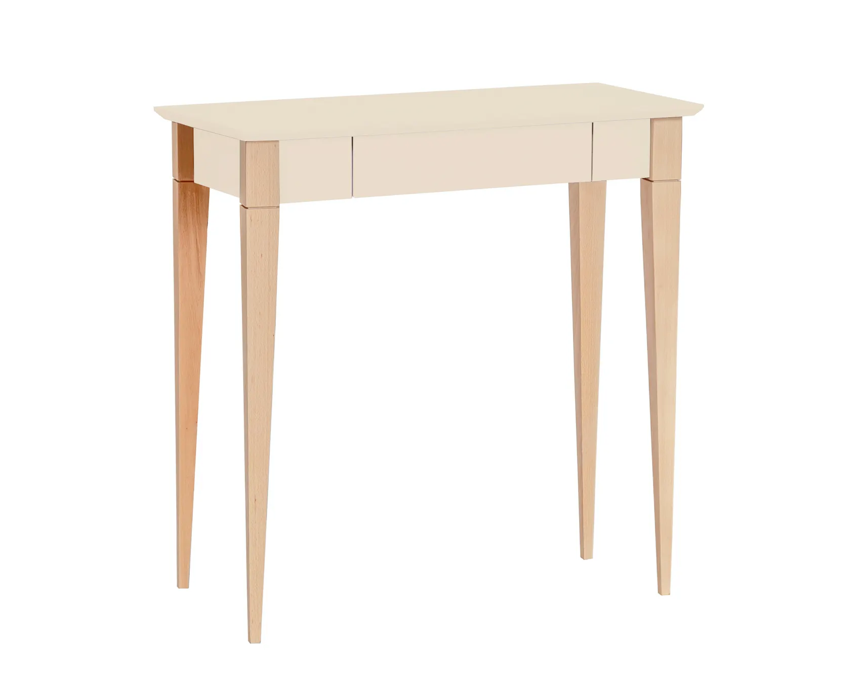 Biurko z szufladą 85x40 MIMO kremowy blat/drewniane nogi