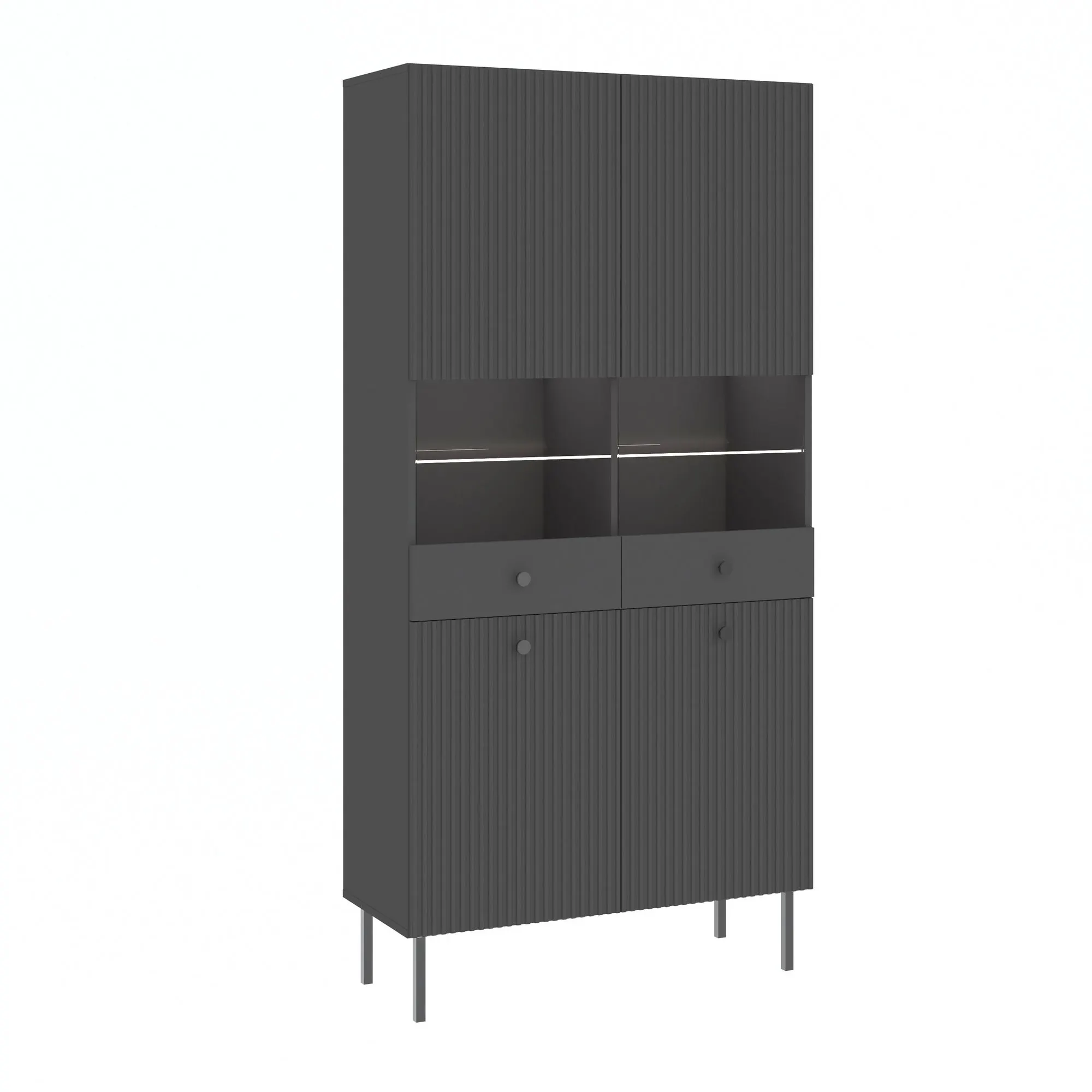 Witryna 4-drzwiowa VIENA ryflowany front antracyt