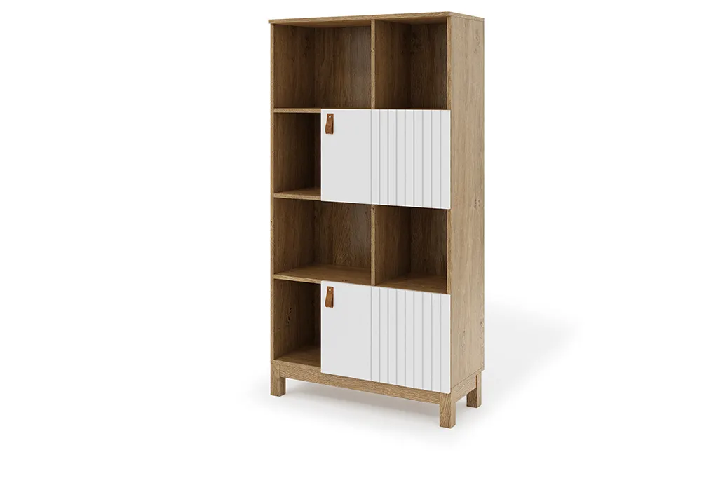 Regał niski 2-drzwiowy MODERN 80x153 biały/dąb kamienny
