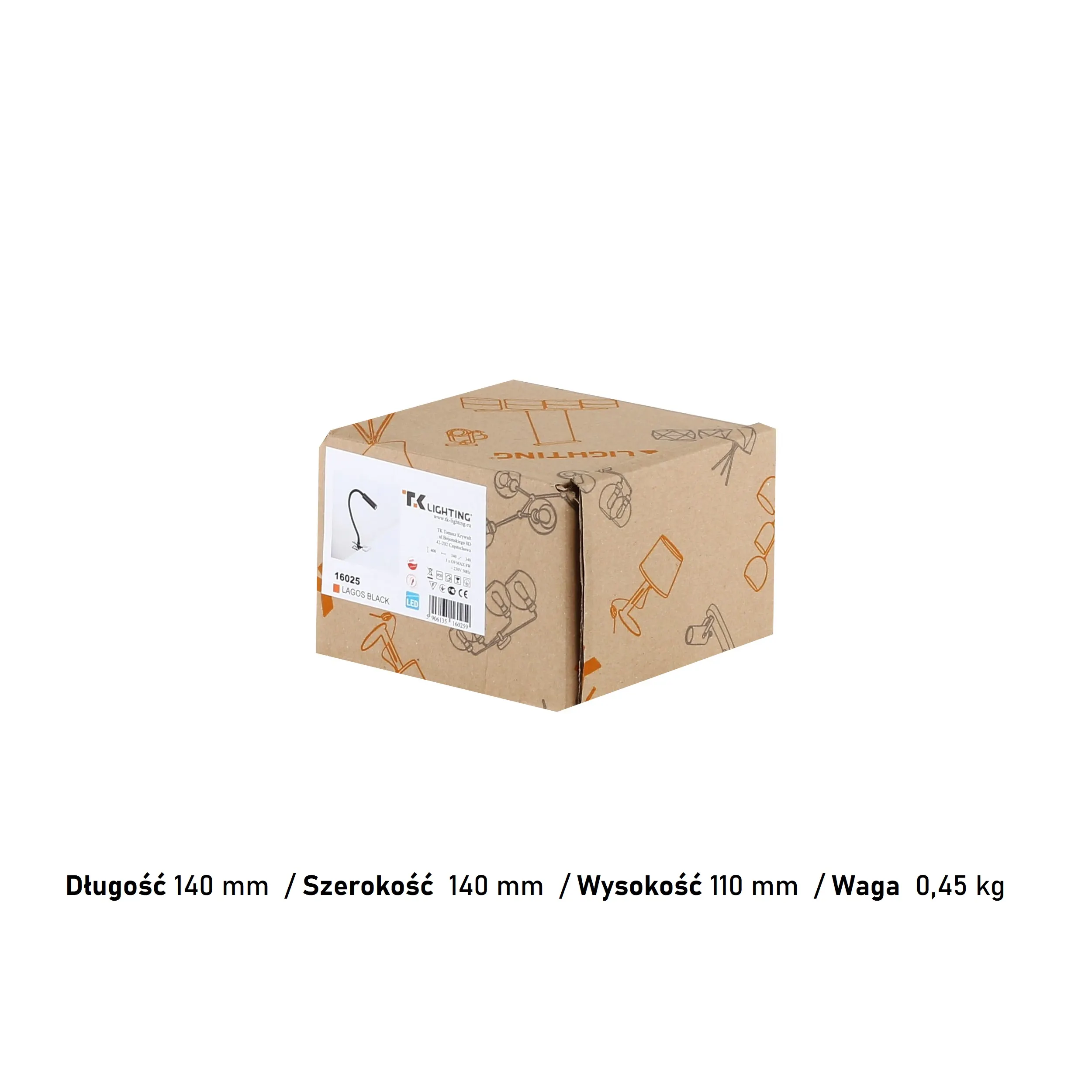 Kinkiet LAGOS biały regulowany na klips 30x27cm - TK_16024