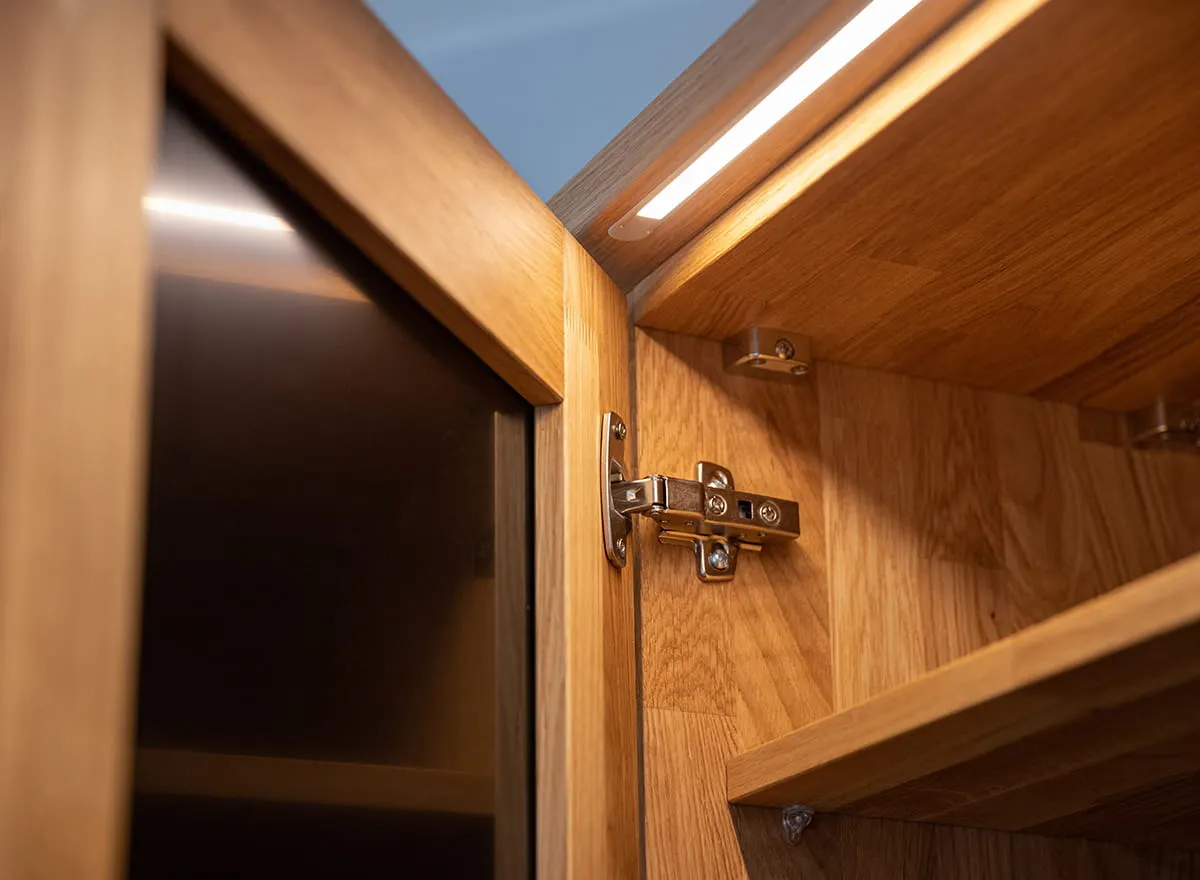 Szafa modułowa 5-drzwiowa ( pojedyncze drzwi szklane ) RAVELLO Dąb Olejowany, Czarny - ZIRAV05D01SZ