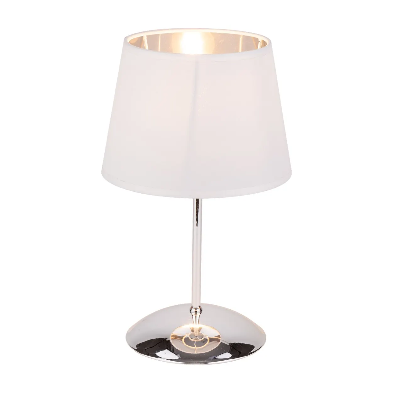 Lampka nocna GLORY chromowana z białym abażurem 33x20cm - TK_5495