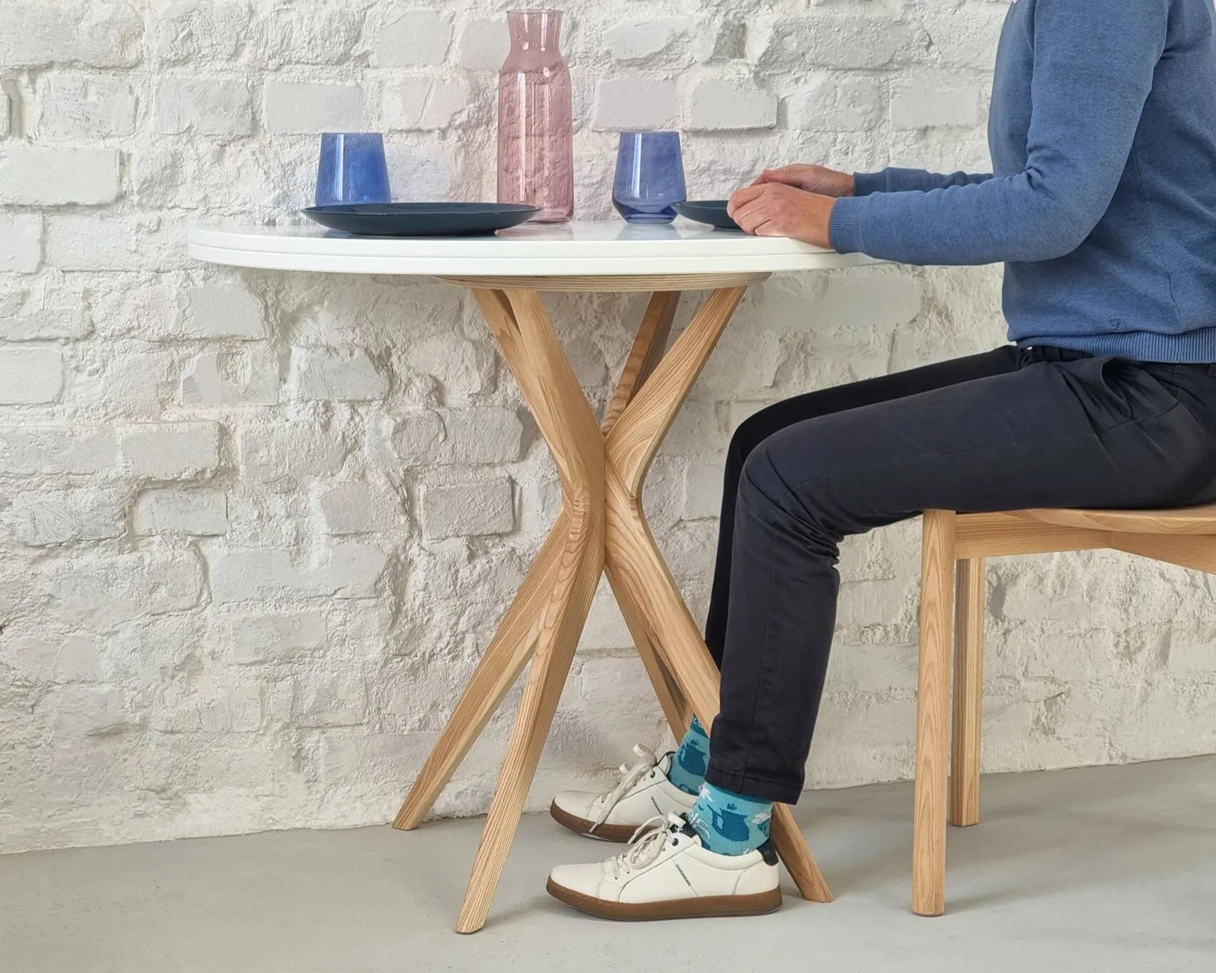 Stół półokrągły rozkładany JUBI śr. 90cm miętowy - NRAGABATJ_E11