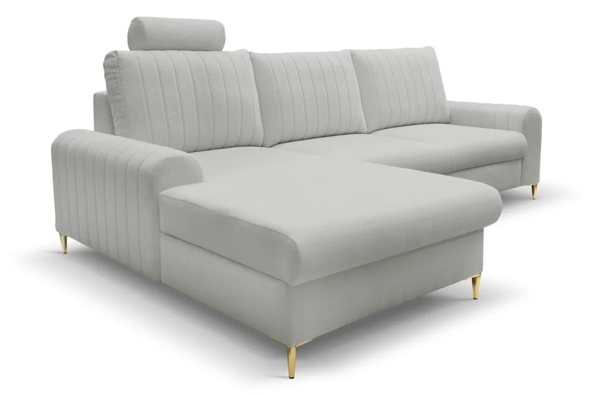 Narożnik rozkładany z pojemnikiem MONACO LOFT 251 cm lewy popielaty - MONACO_NAR_LOFT18_L