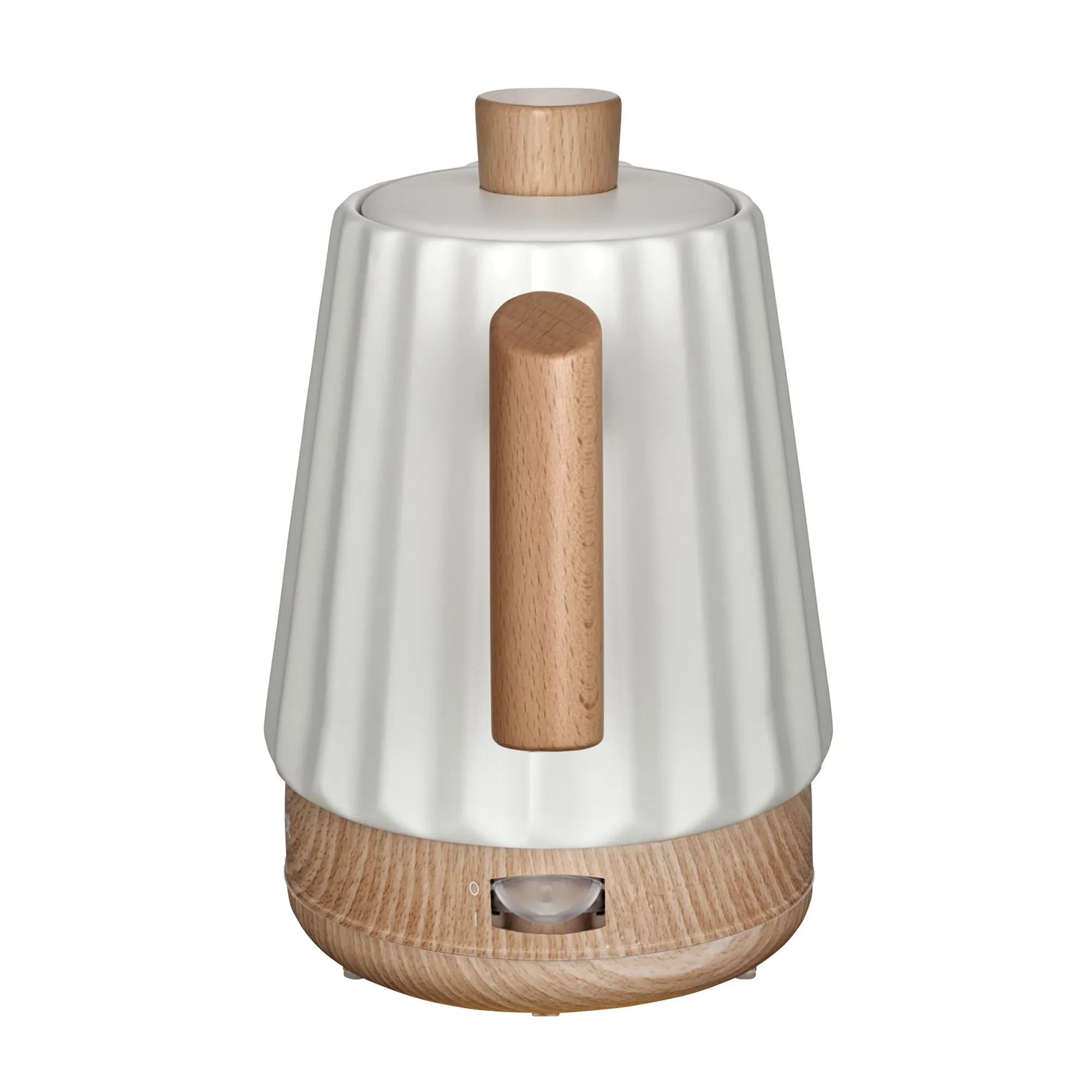 kettle, electric, wooden, white, grooved