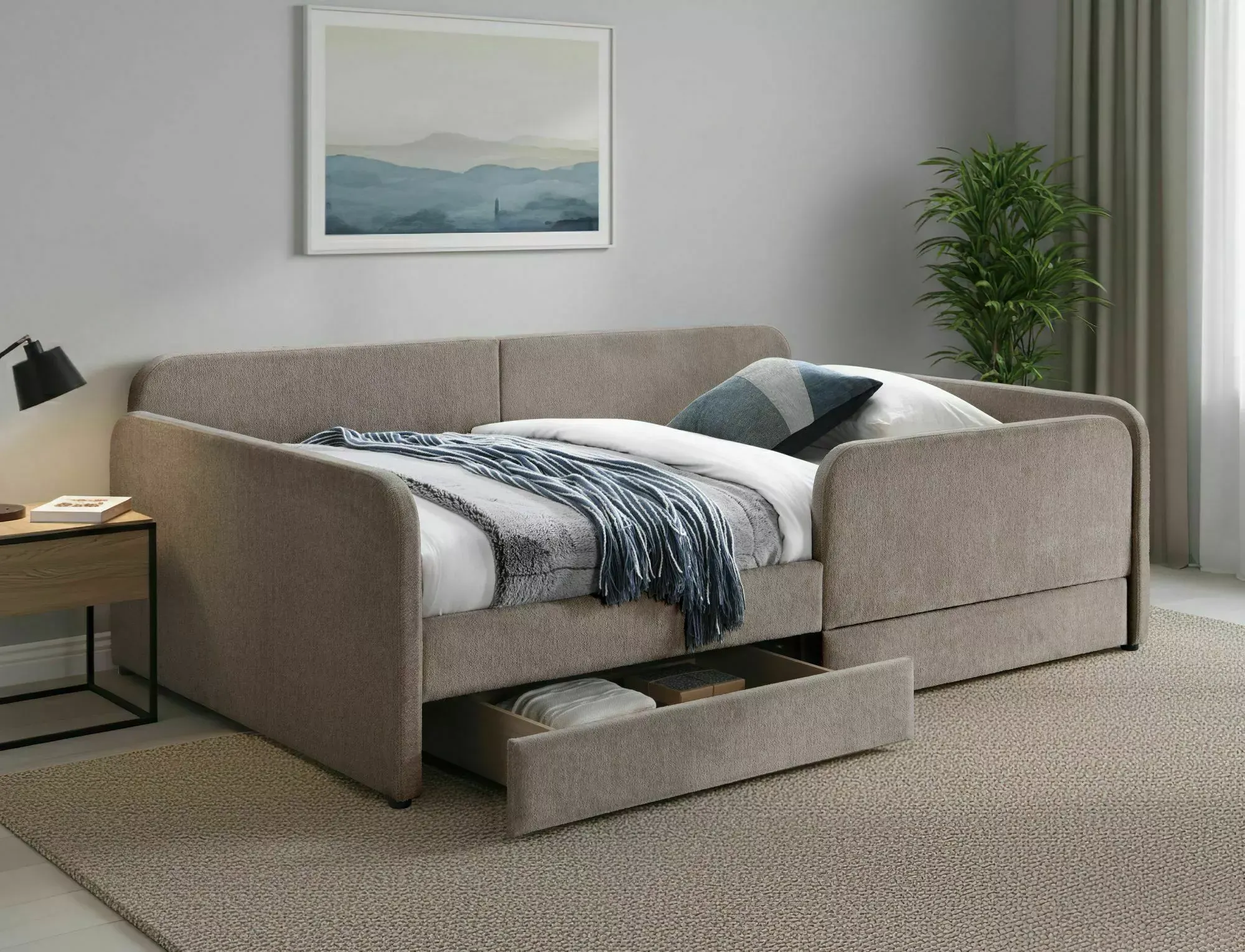 Łóżko z szufladami AMELIA RAVEN 120x200 ciemnobeżowe