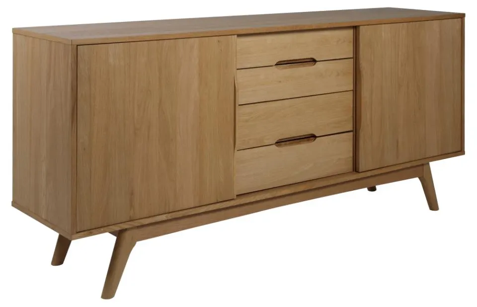 Komoda 2-drzwiowa z 4 szufladami ANAIS 180x44x84 Fornir dębowy olejowany