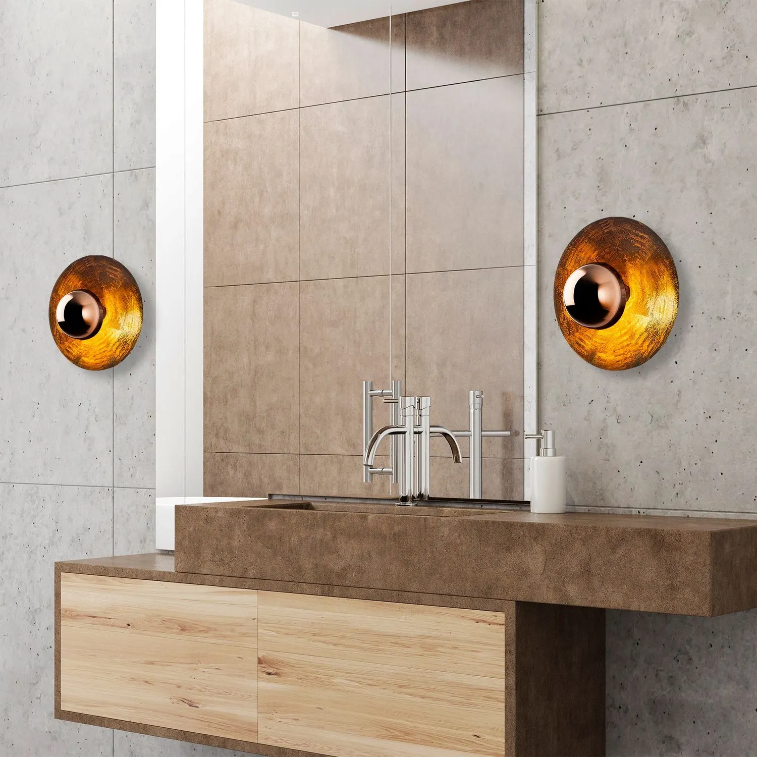 Lampa ścienna kinkiet KURT 38x38cm kolor miedziany - ASI_942FLG1873